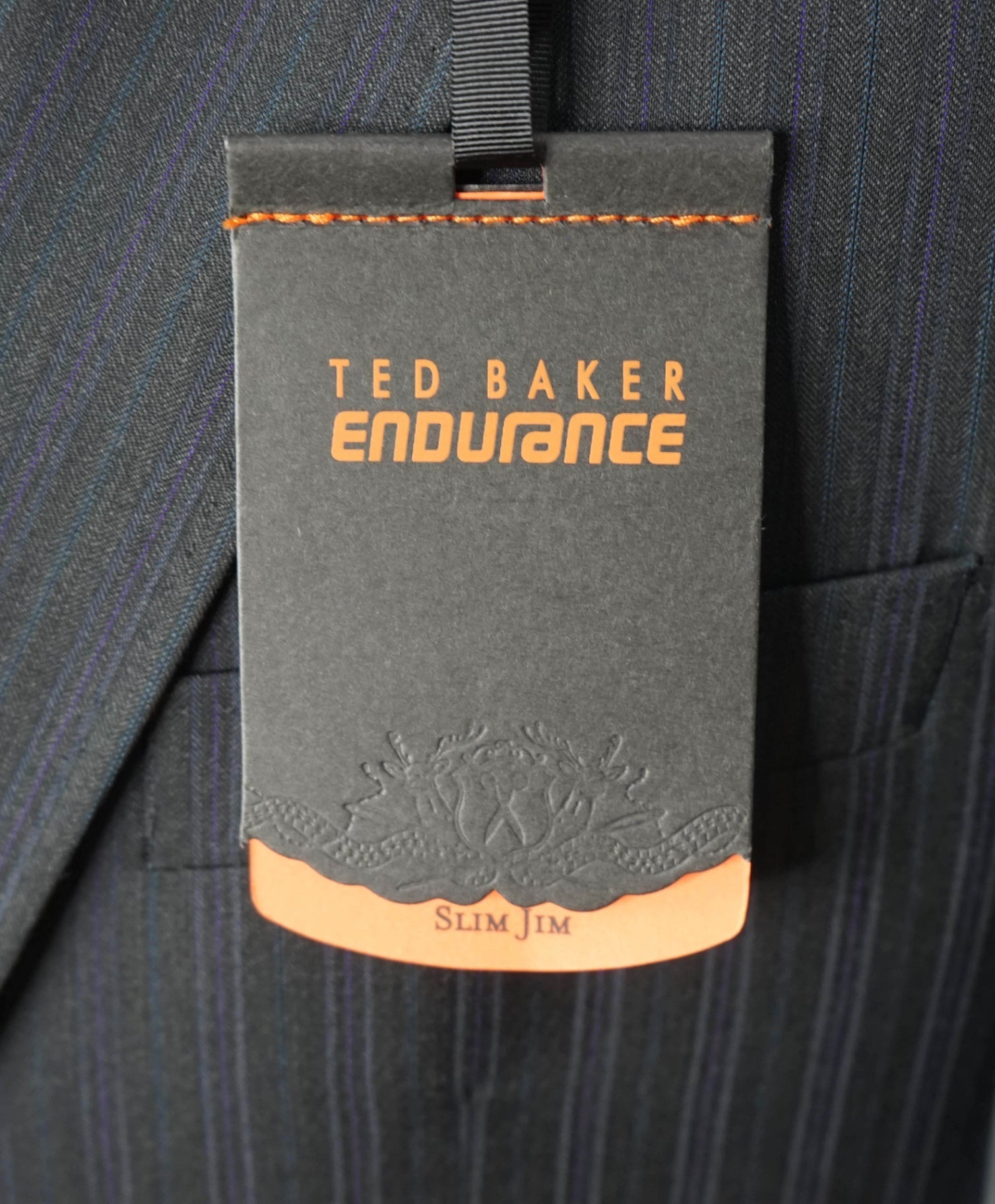 $850 TED BAKER - 1-Button Gray Blue/Purple Stripe Wool Suit - 42R