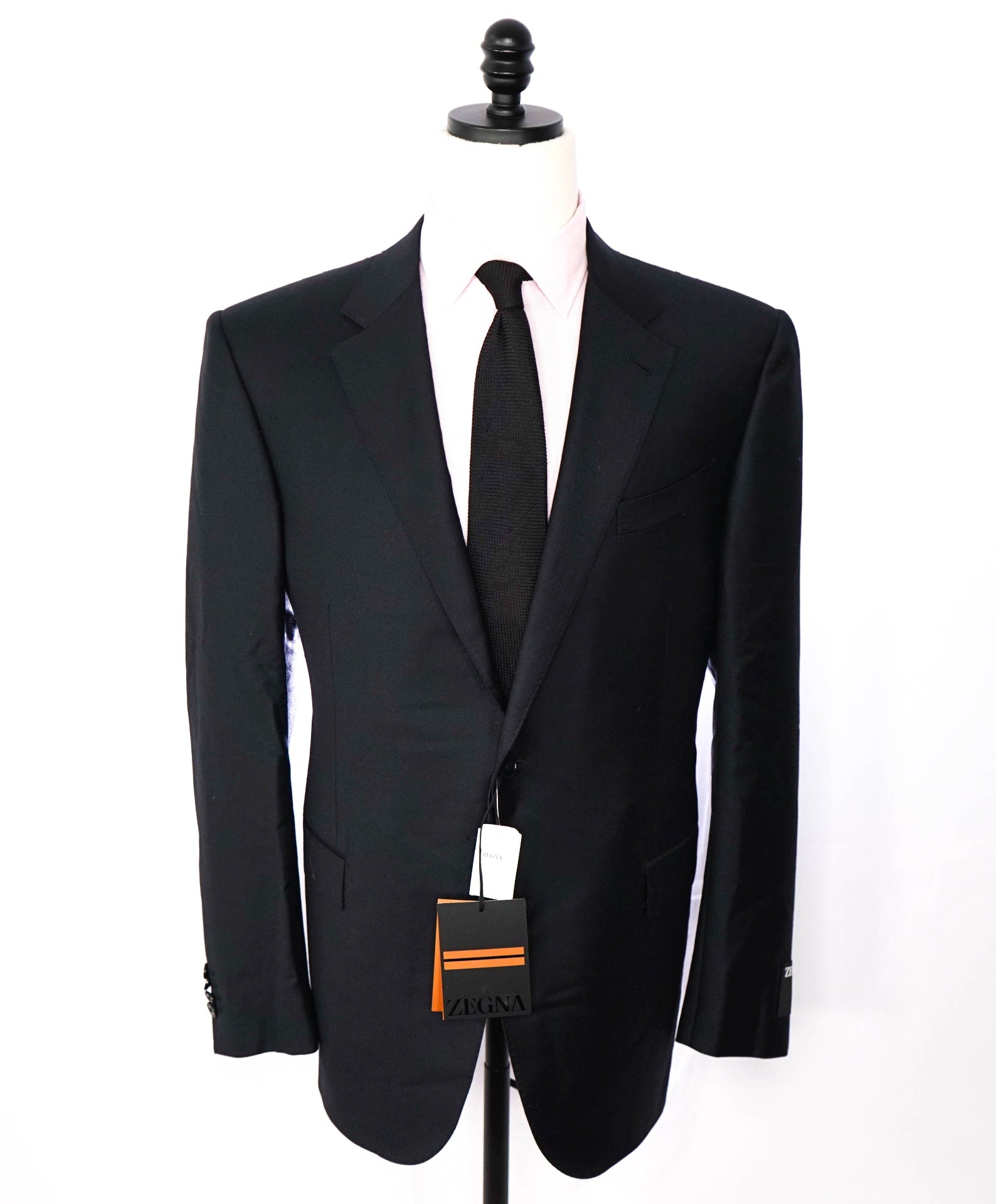 $4,290 ZEGNA - Solid Navy TROFEO Wool Suit - 46R