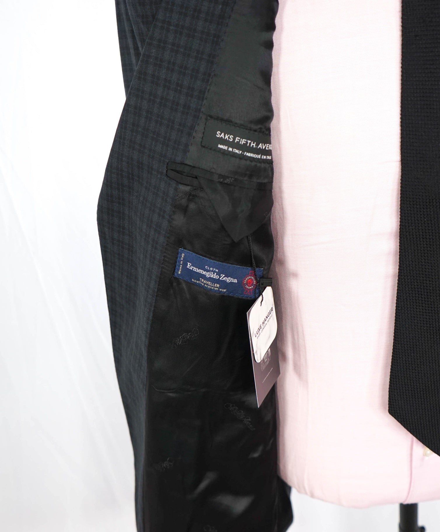 $995 ZEGNA "Traveller" For SFA - Navy Check Wool Suit - 42R