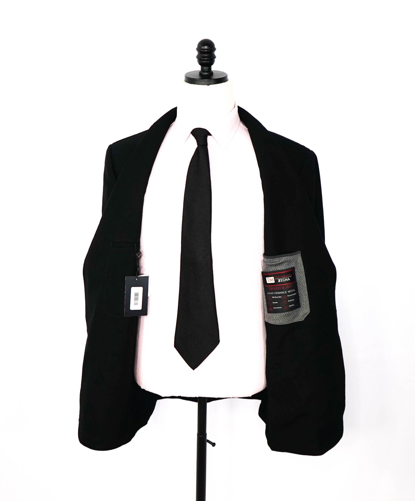 $1,635 Z ZEGNA - Textured Black TECHMERINO Wool Blazer - 44R