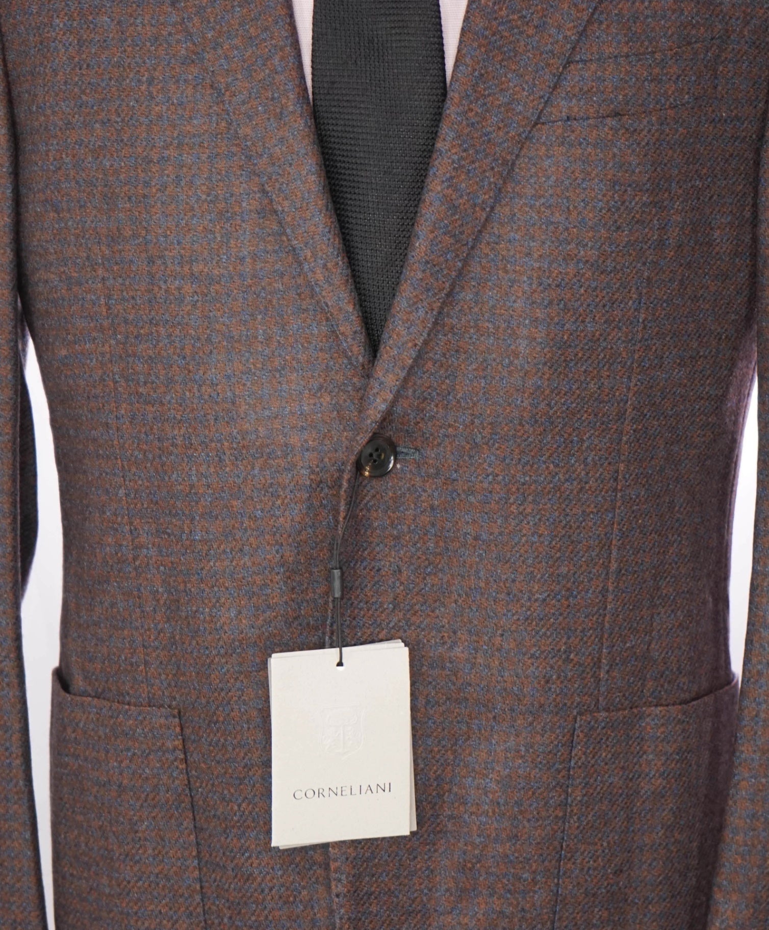 $1,995 CORNELIANI - Red/Navy Gingham Cashmere Blazer - 38R