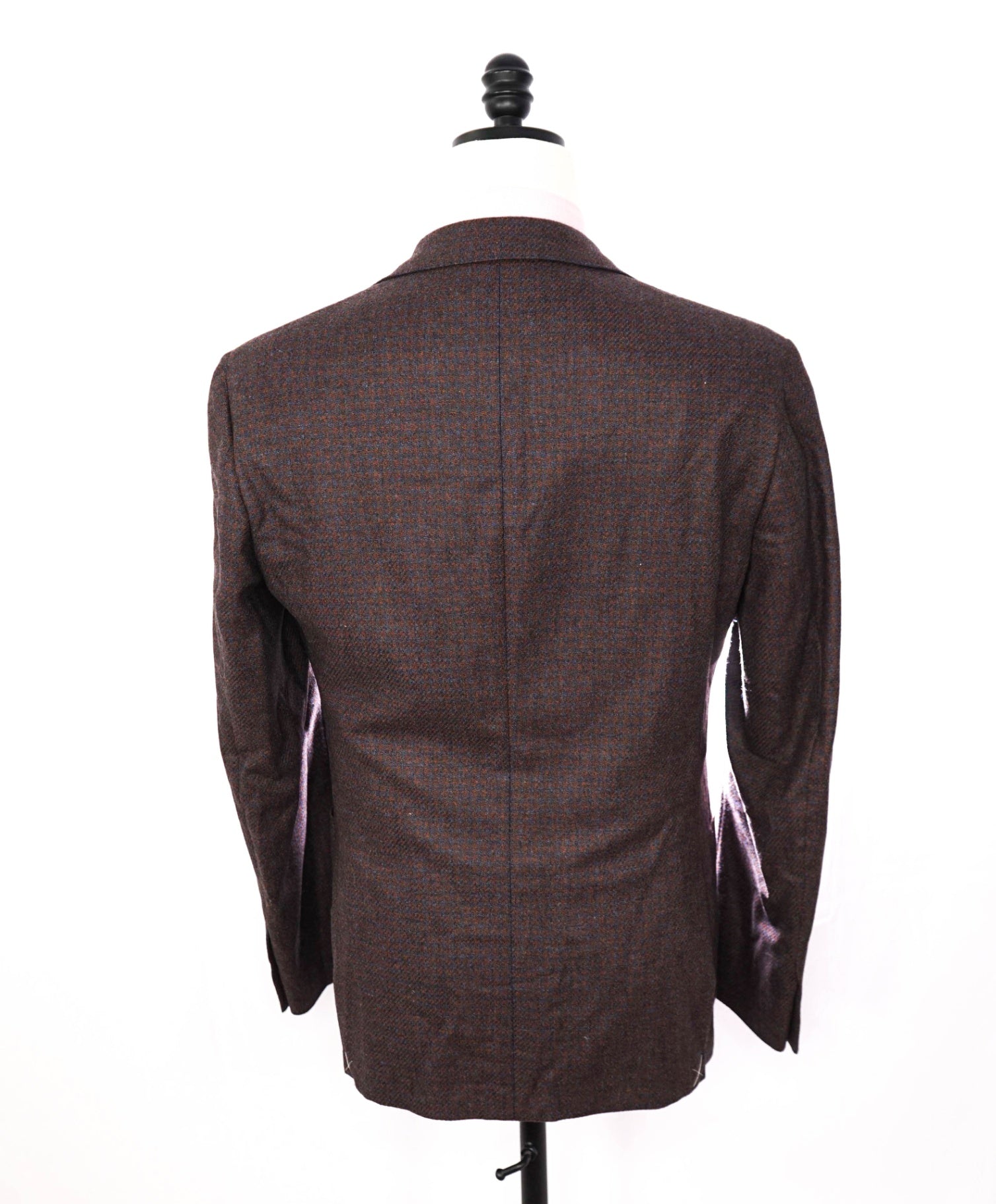 $1,995 CORNELIANI - Red/Navy Gingham Cashmere Blazer - 38R