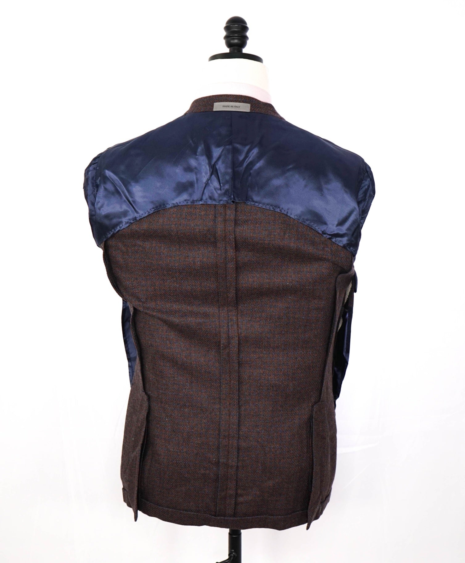 $1,995 CORNELIANI - Red/Navy Gingham Cashmere Blazer - 38R