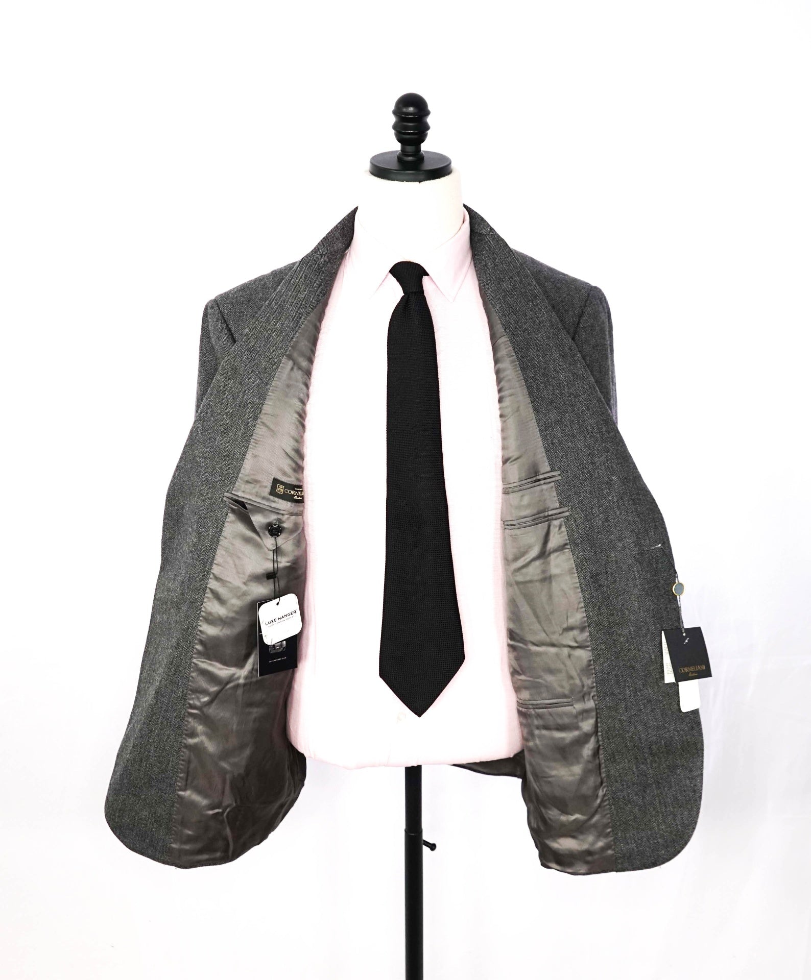 $1,450 CORNELIANI - Gray Herringbone Wool/Cashmere Blazer - 46R