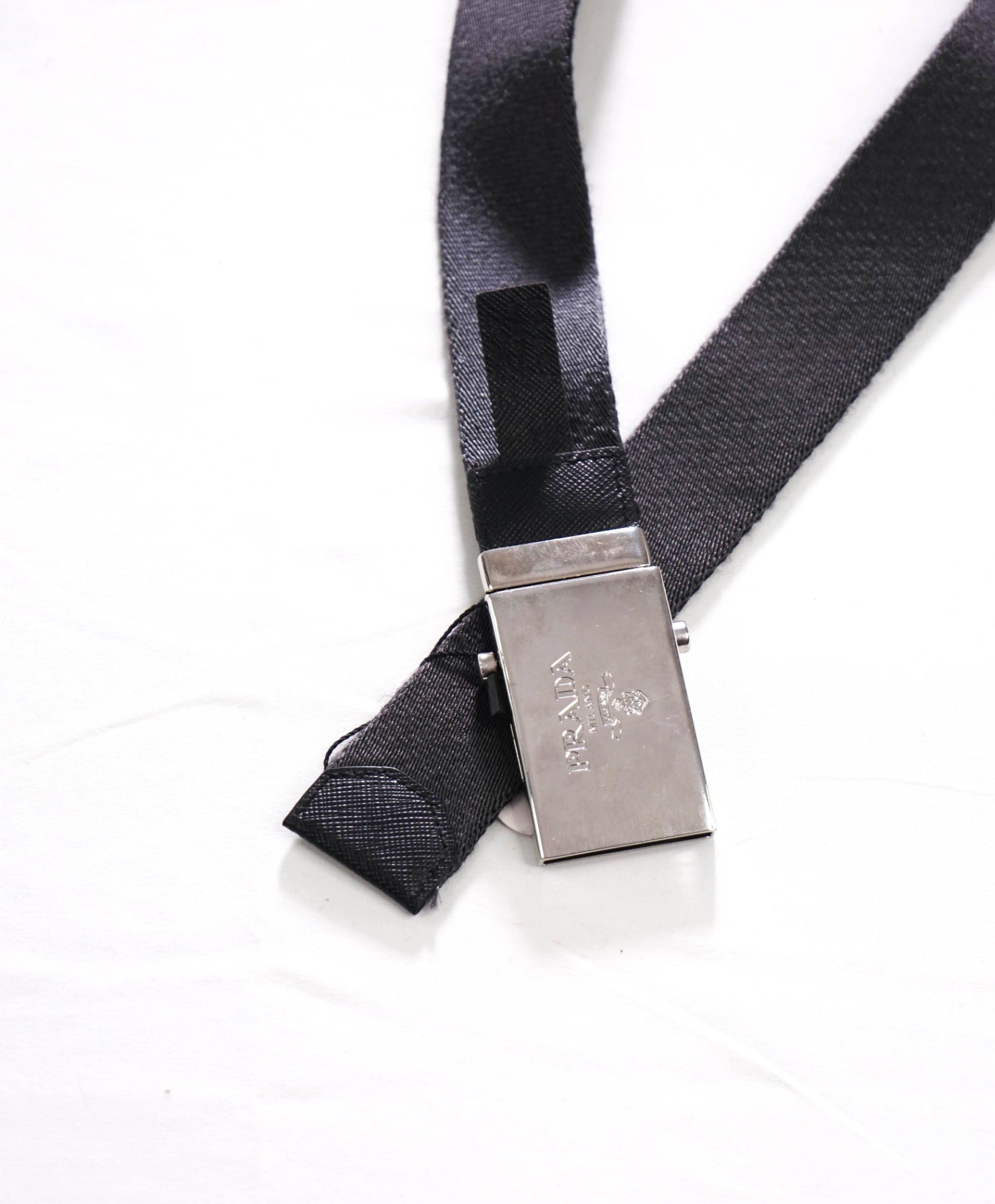 $650 PRADA - Black Nylon Reversible Belt - 36W