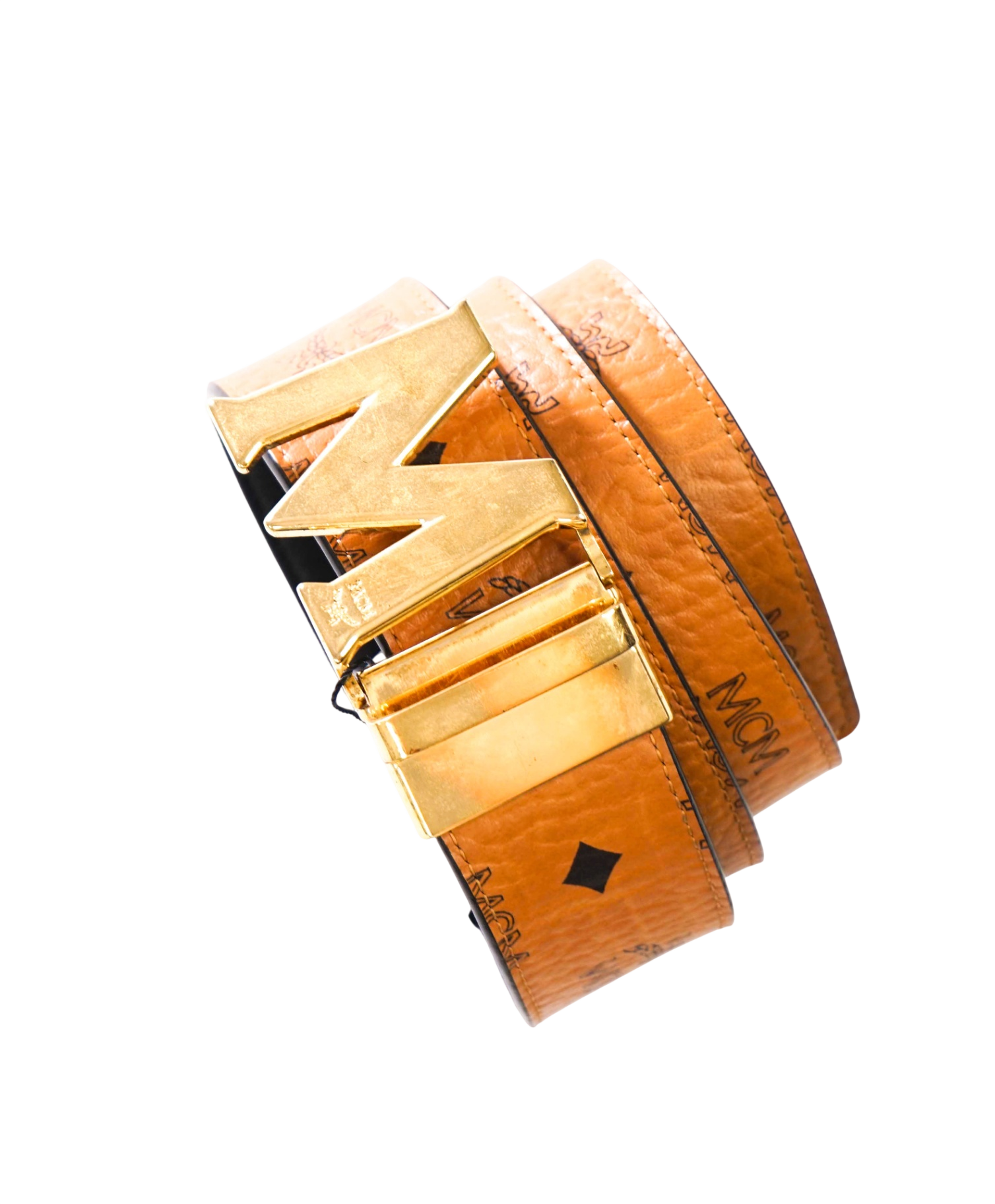 $350 MCM - Black/Brown Claus M Leather Reversible Belt 38W
