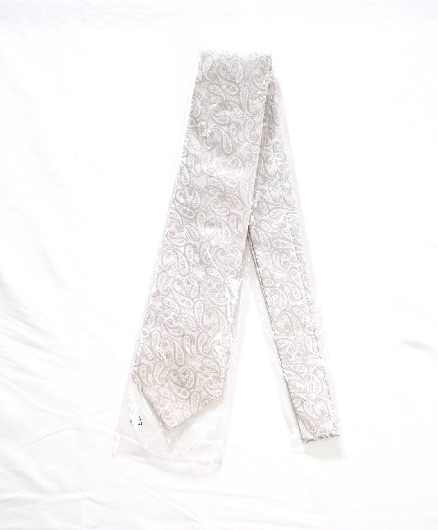 $192 LUIGI BORRELLI - Silver Paisley Silk - 3.5" Tie