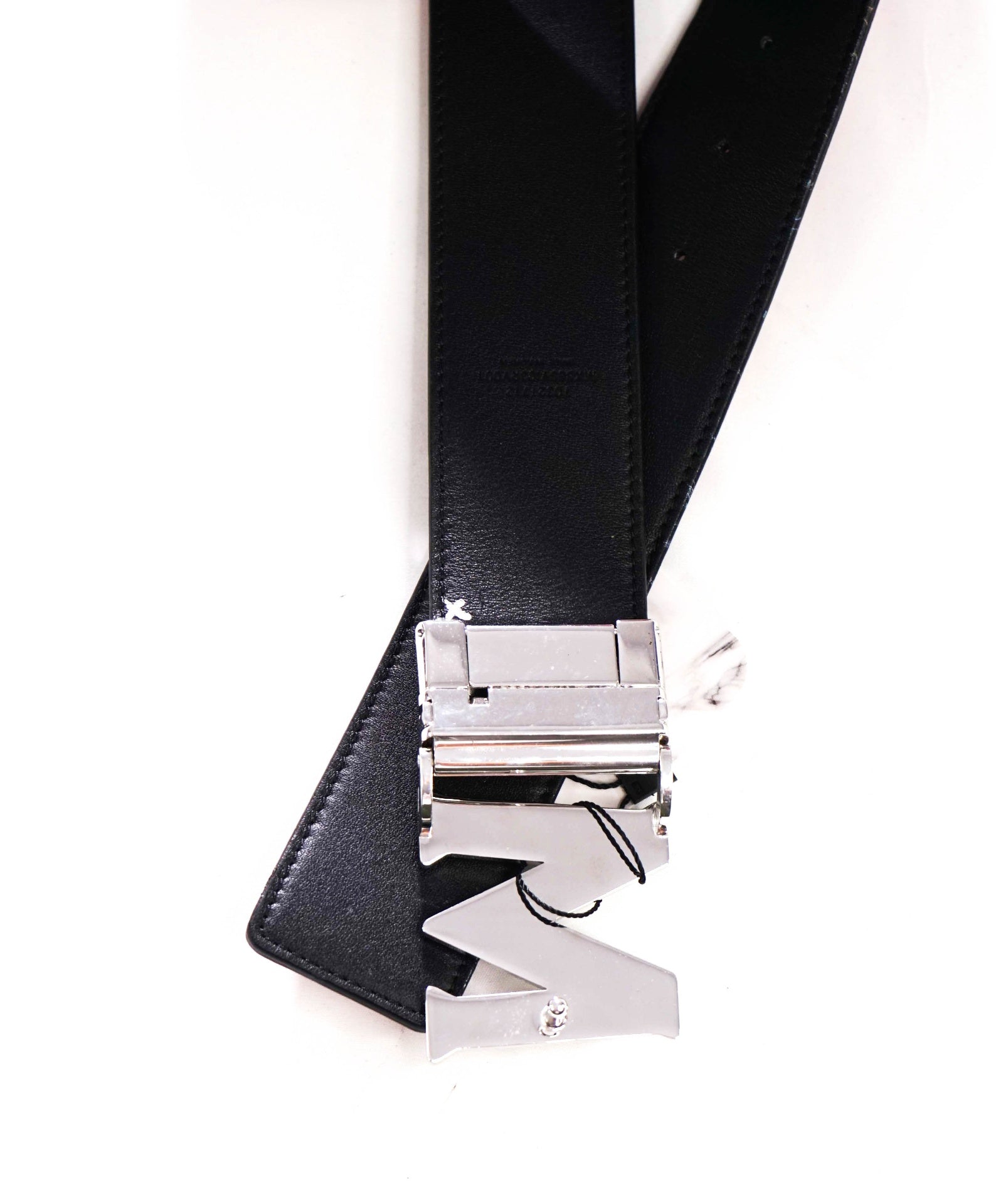 $350 MCM - Black/Red Claus M Leather Reversible Belt 44W