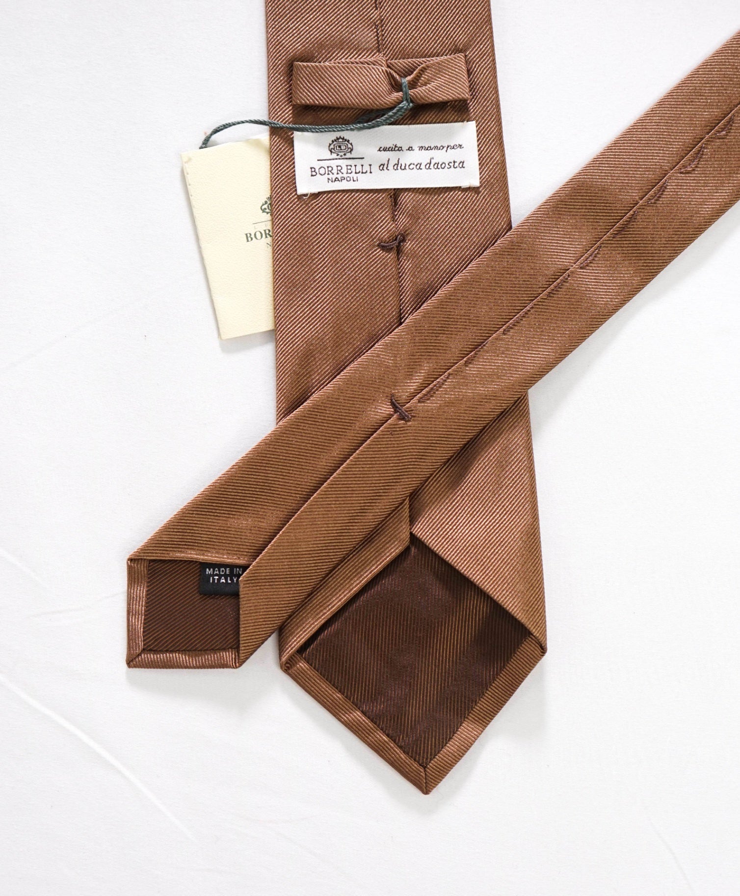 $192 LUIGI BORRELLI - Brown Silk - 3.25" Tie