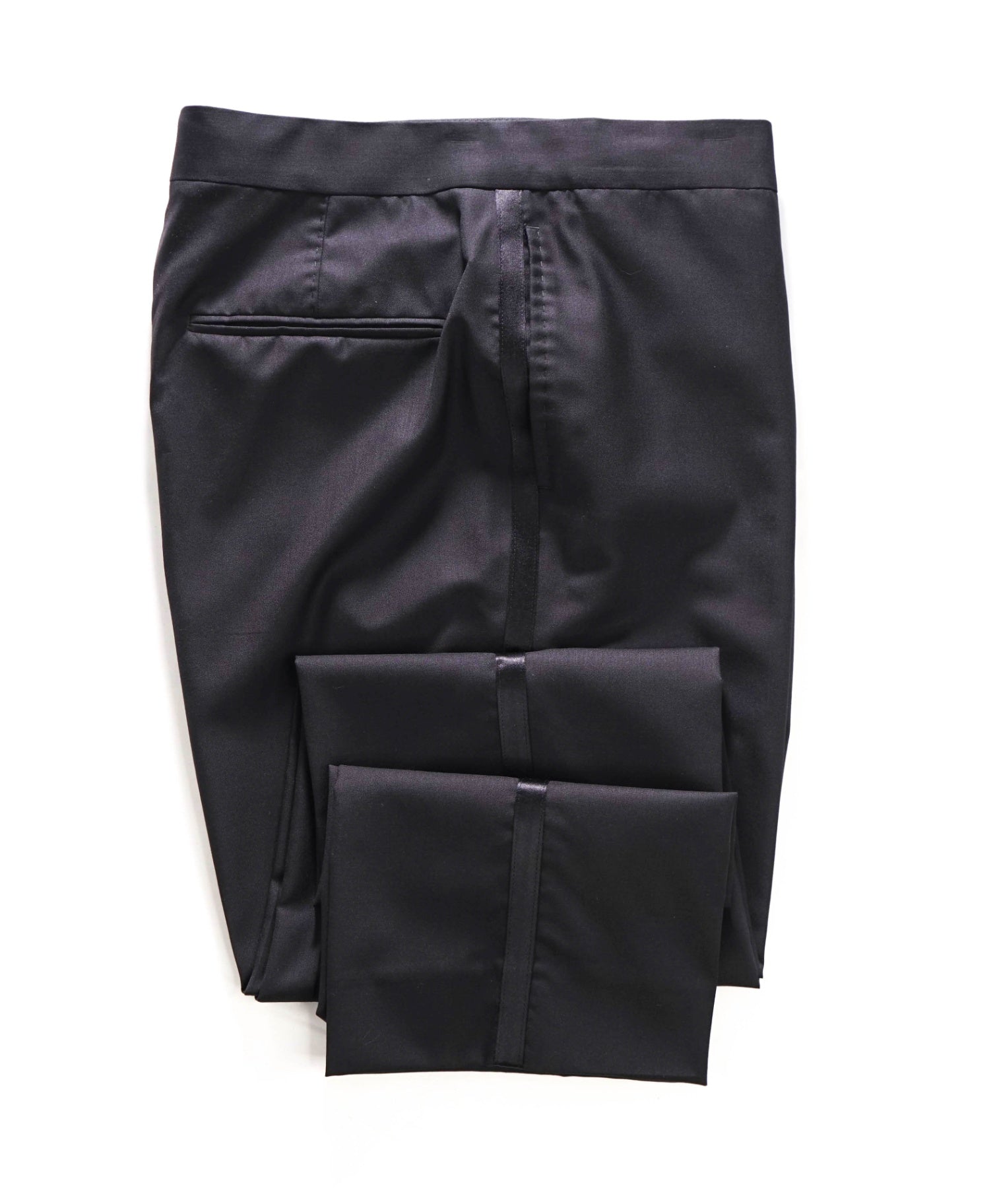 $1,195 BRUNELLO CUCINELLI - Black Wool/Silk Tuxedo Pants - 36W