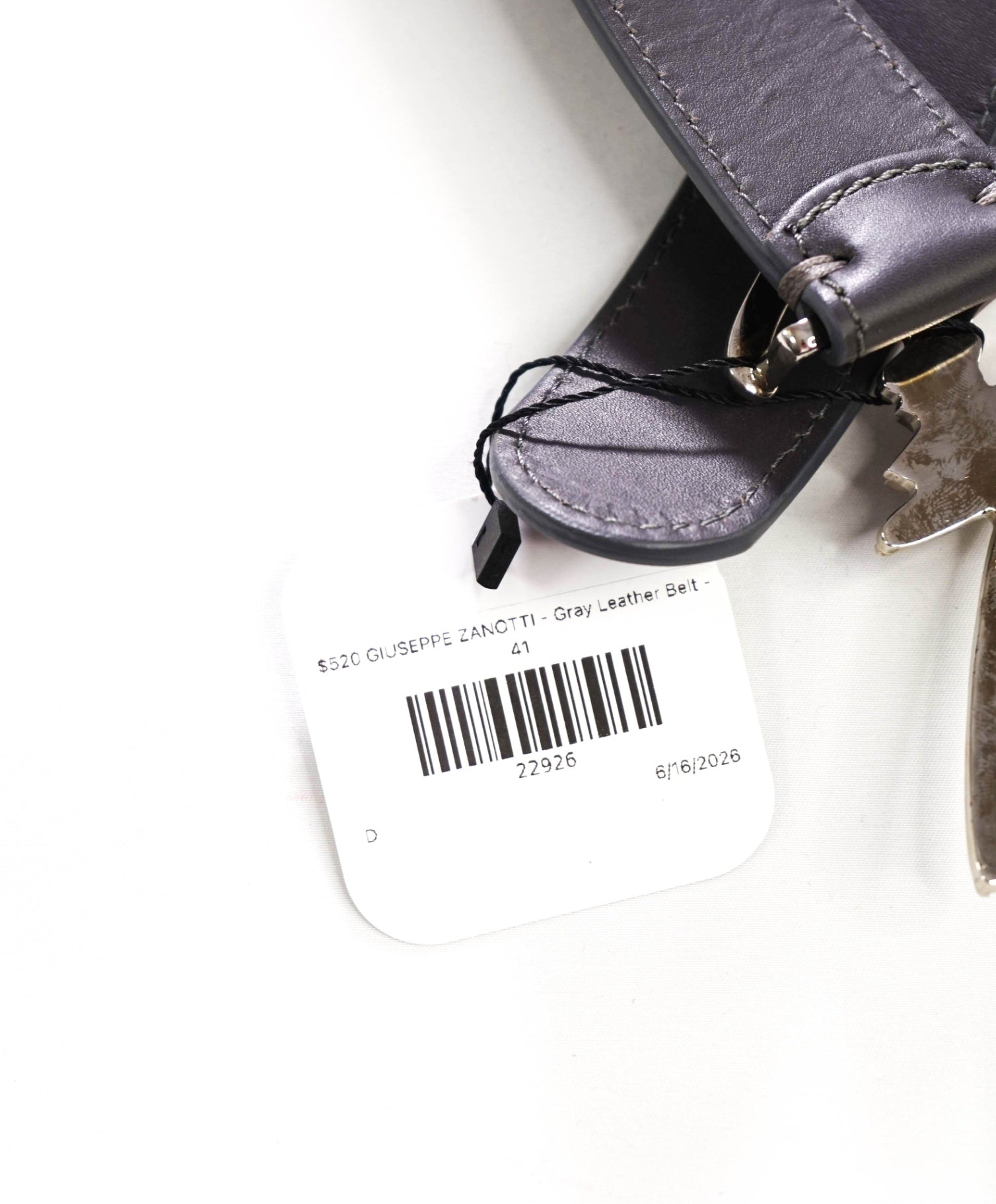 $520 GIUSEPPE ZANOTTI - Gray Leather Belt - 41W