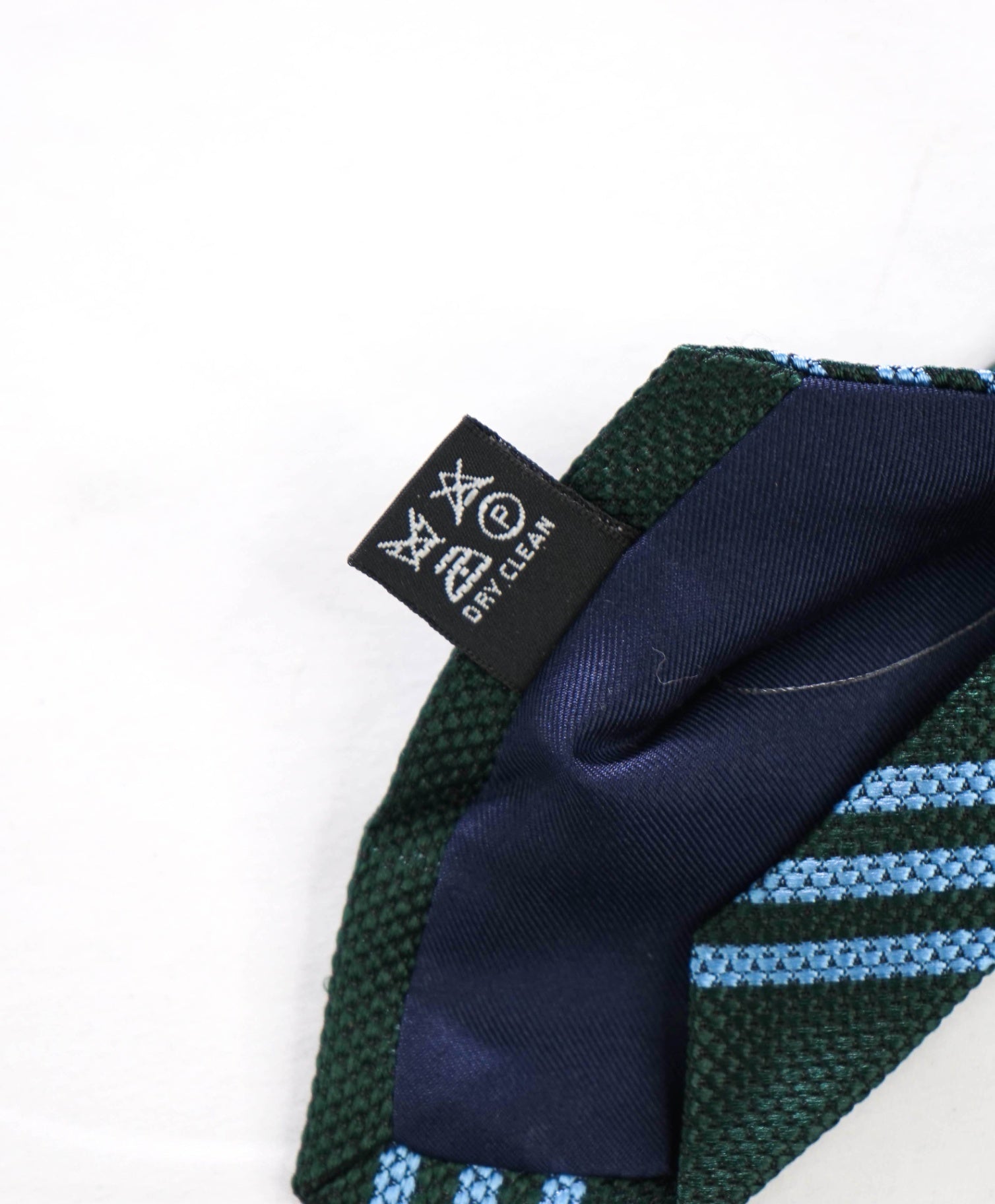 $275 DRAKE'S - Textured Green/Blue Stripe Silk - 2.75" Tie