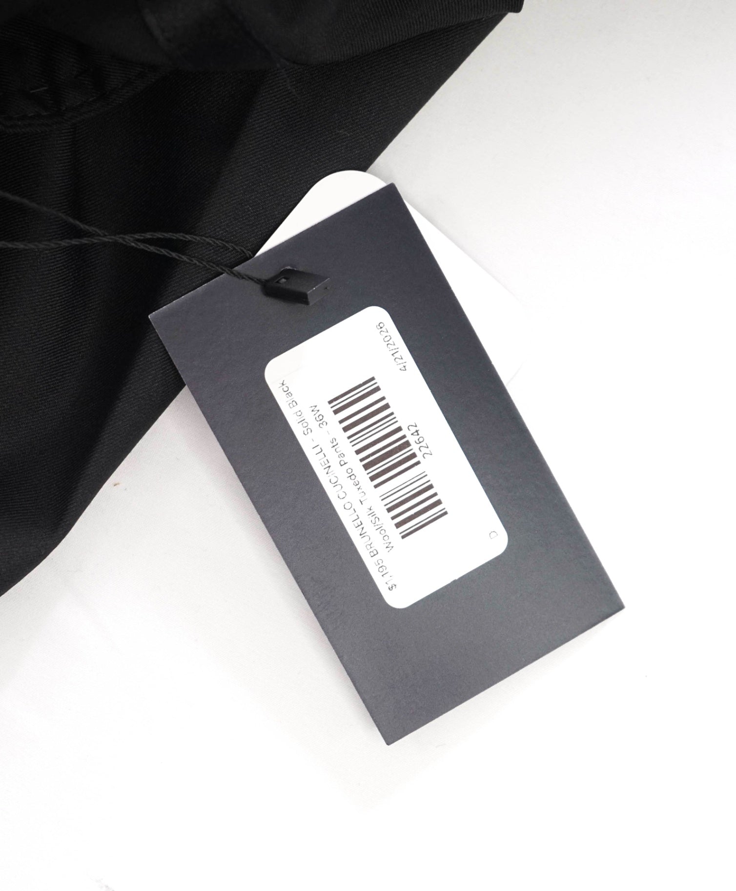 $1,195 BRUNELLO CUCINELLI - Black Wool/Silk Tuxedo Pants - 36W