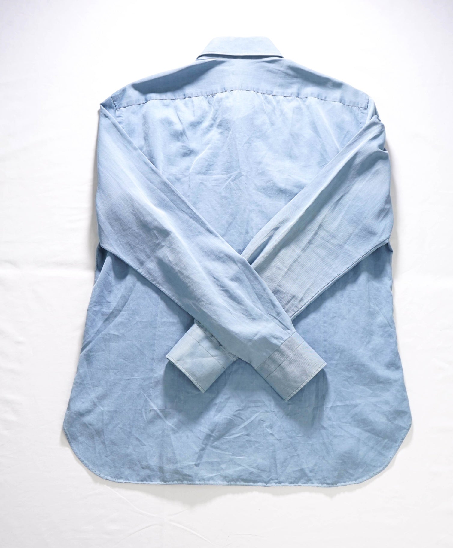 $775 KITON - Solid Blue Chambray Denim Cotton Shirts - 16 | 41