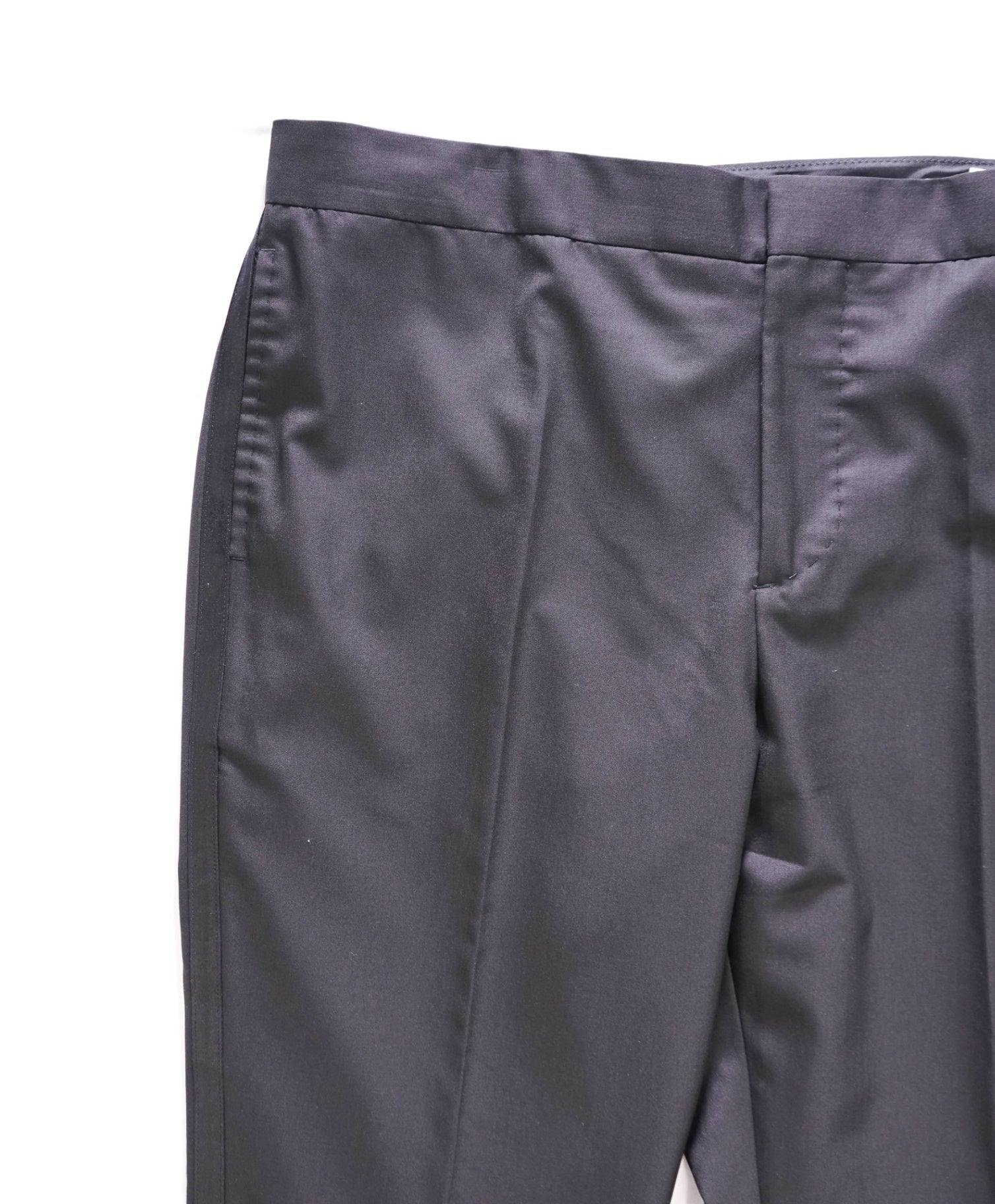 $1,195 BRUNELLO CUCINELLI - Black Wool/Silk Tuxedo Pants - 36W