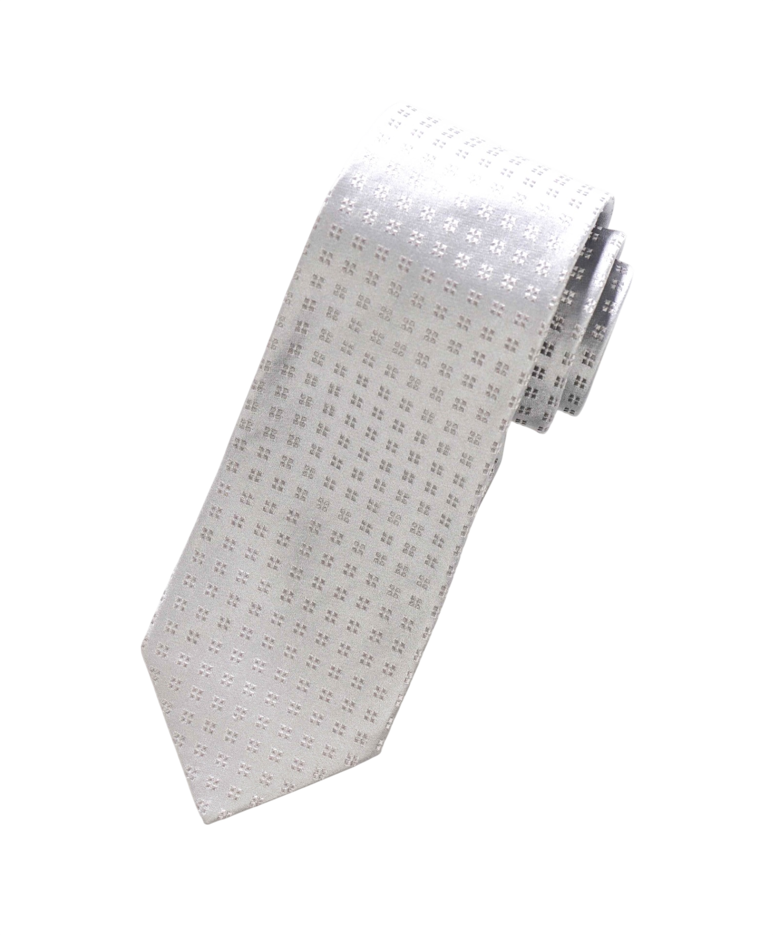 $192 LUIGI BORRELLI - Silver Geometric Silk - 3.5" Tie