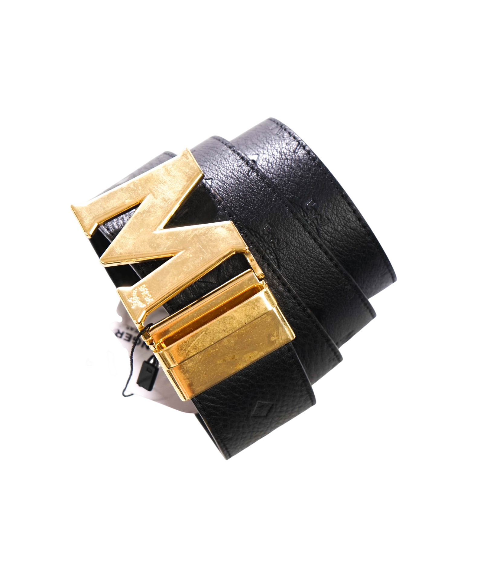 $350 MCM - Black Claus M Leather Reversible Belt - 34W