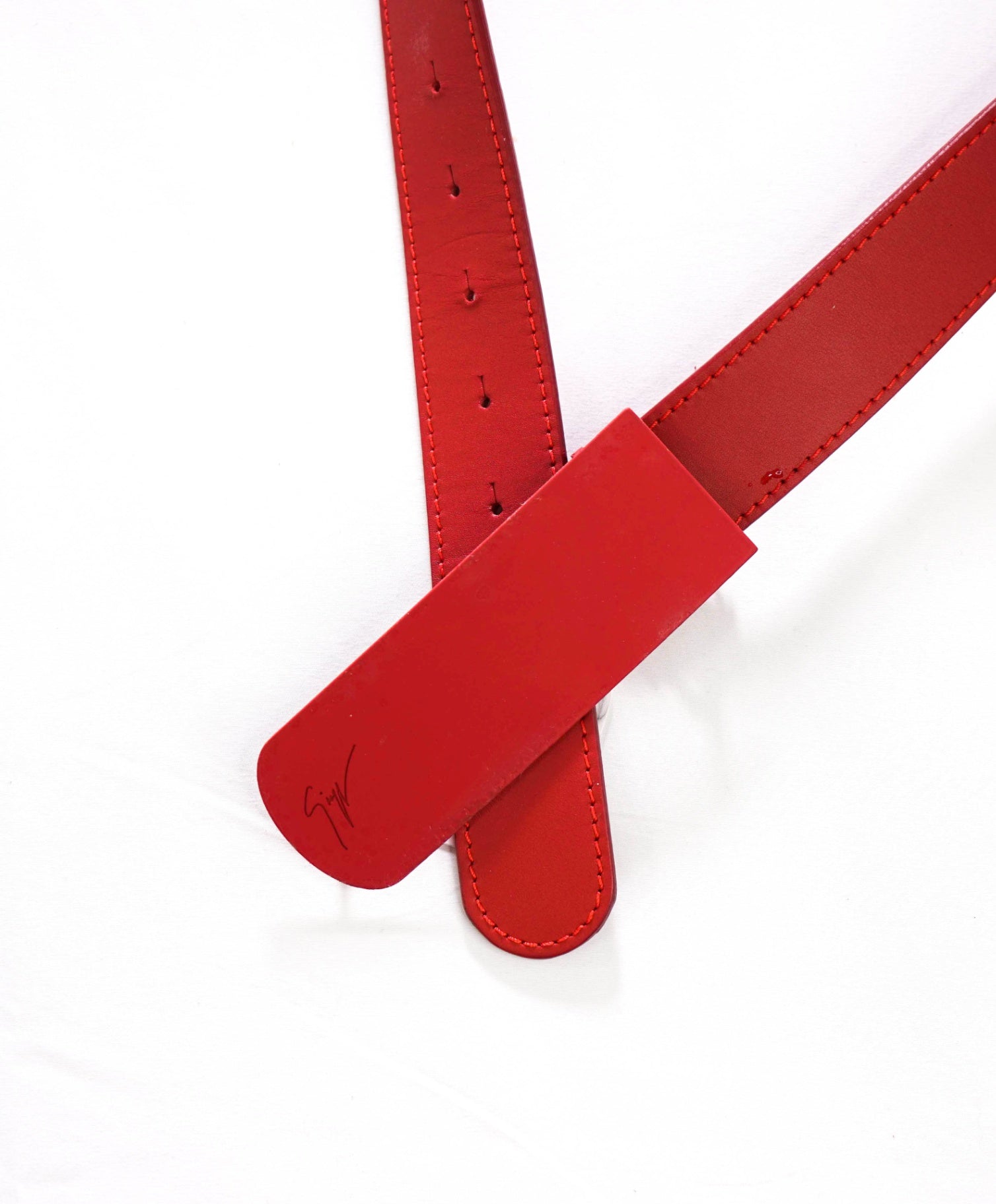 $450 GIUSEPPE ZANOTTI - Red Leather Belt - 40W