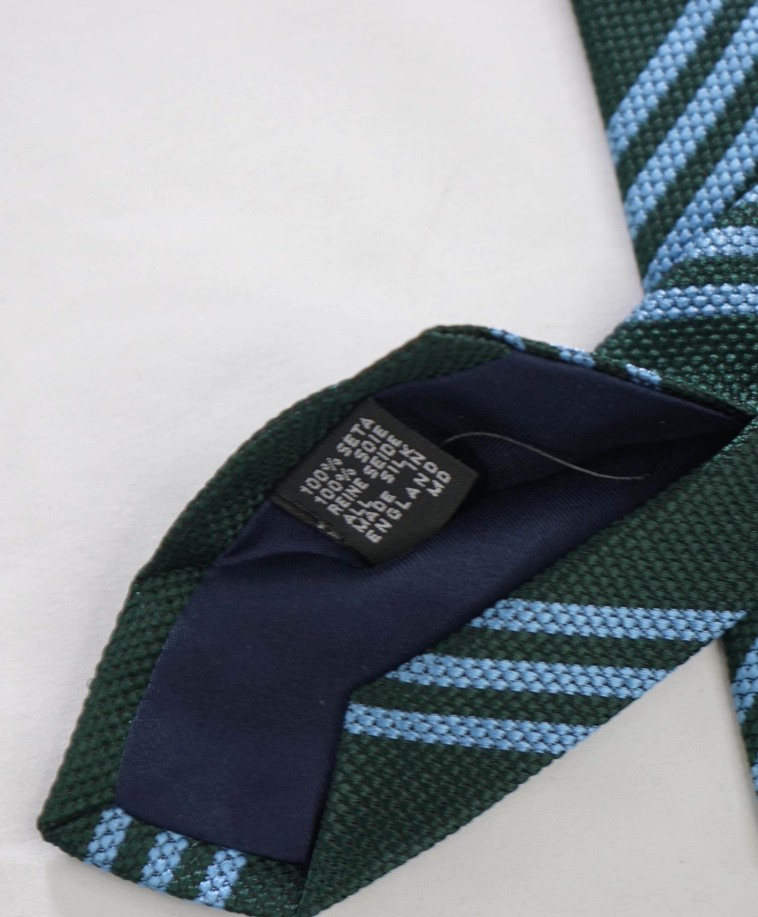 $275 DRAKE'S - Textured Green/Blue Stripe Silk - 2.75" Tie