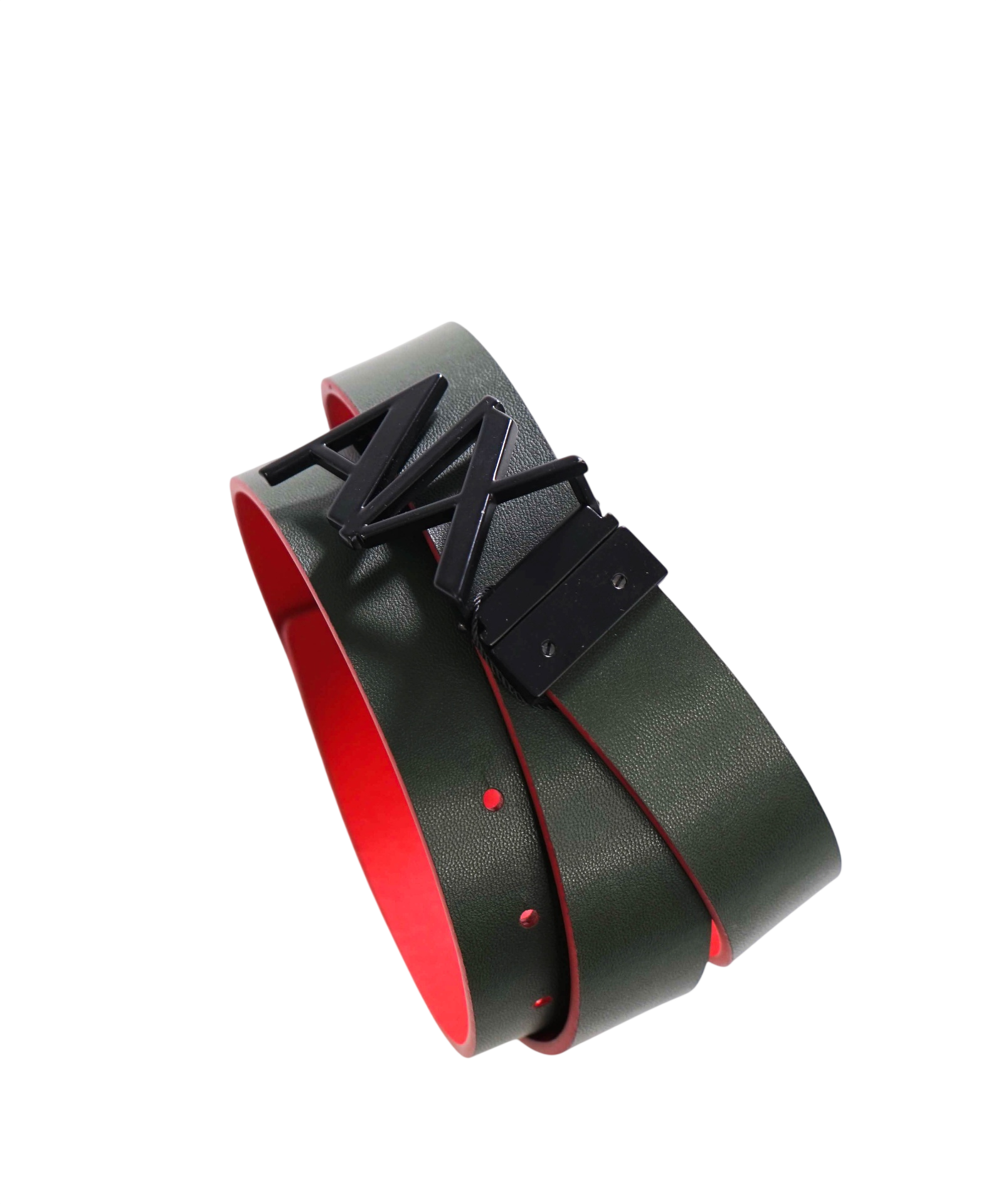 $75 ARMANI EXCHANGE - Red/Green Reversible Leather Belt - 36W