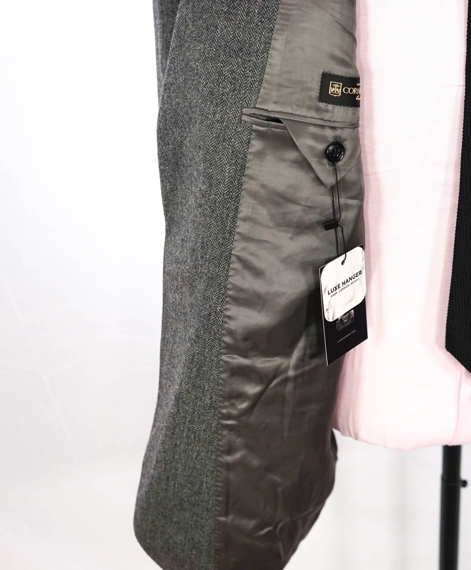 $1,450 CORNELIANI - Gray Herringbone Wool/Cashmere Blazer - 46R