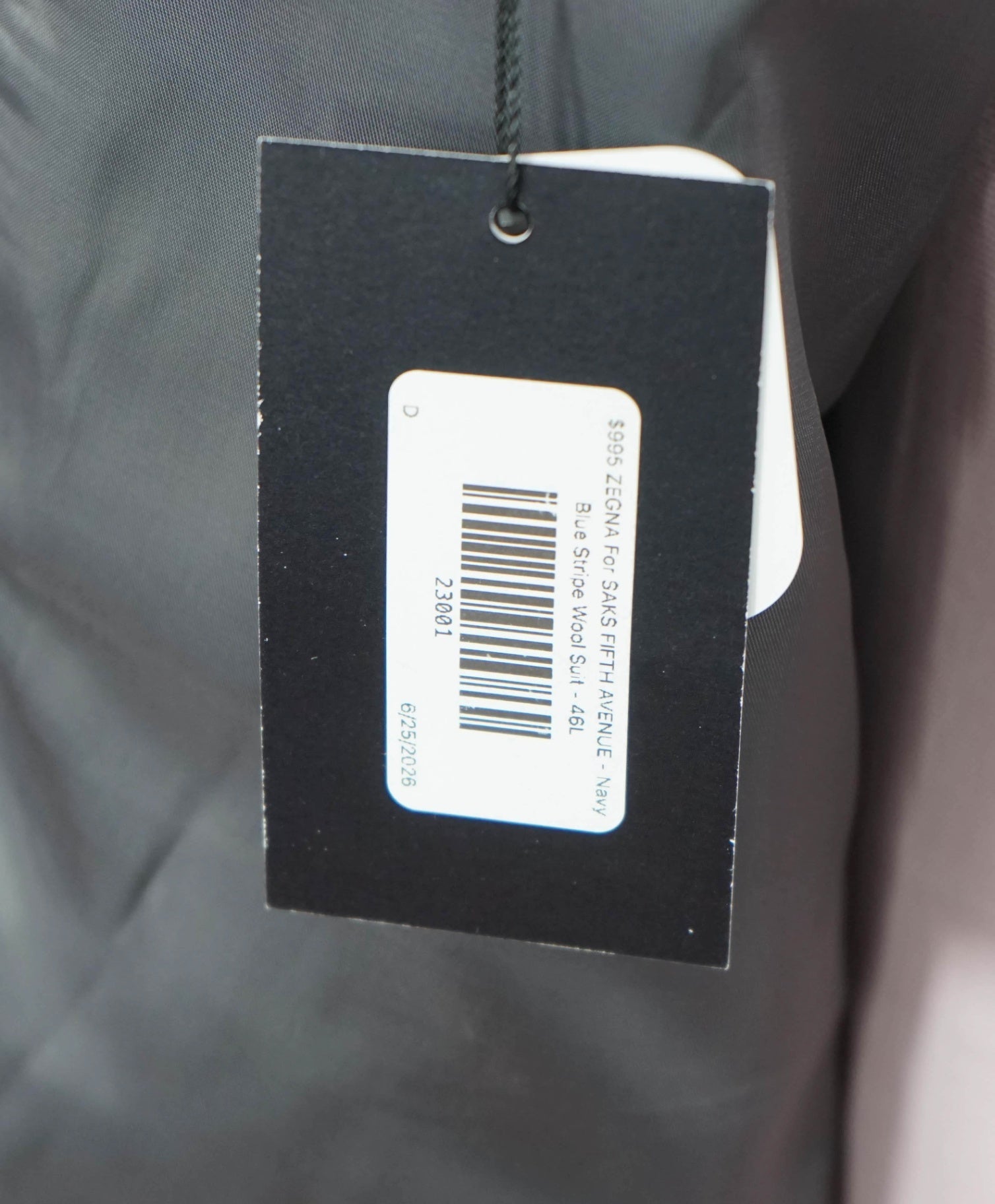 $995 ZEGNA For SFA - Navy Blue Stripe Wool Suit - 46L