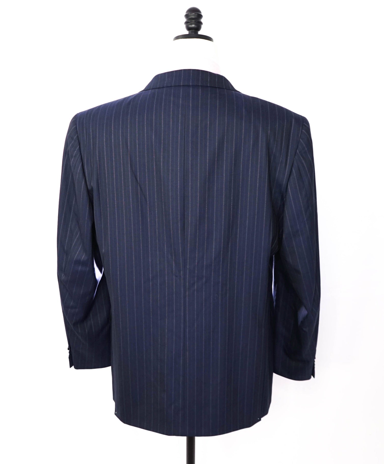 $995 ZEGNA For SFA - Navy Blue Stripe Wool Suit - 46L