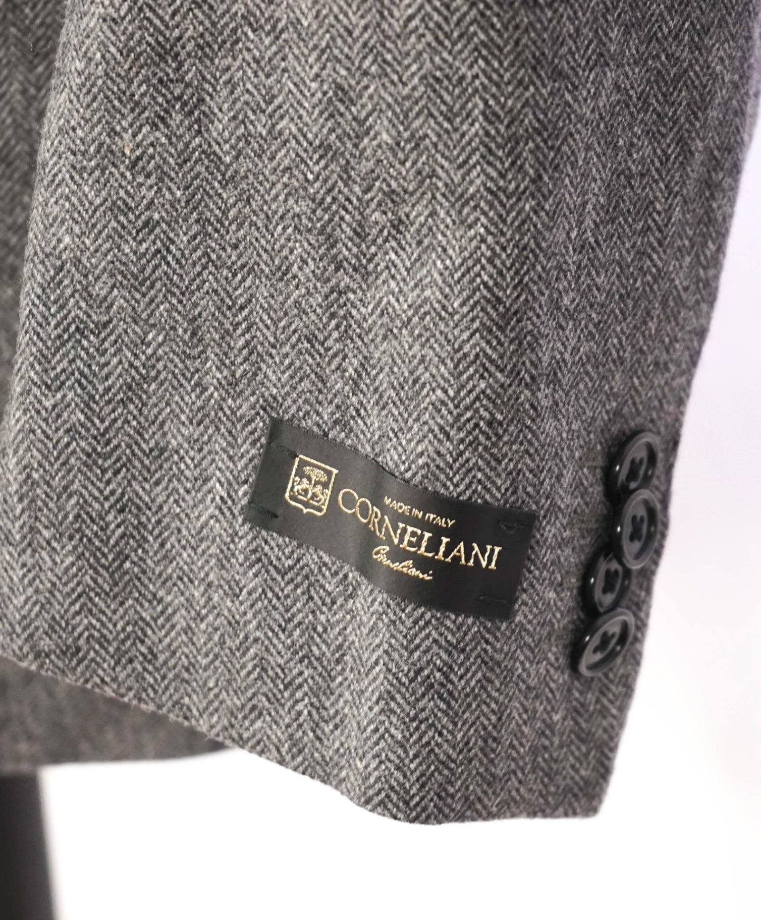$1,450 CORNELIANI - Gray Herringbone Wool/Cashmere Blazer - 46R