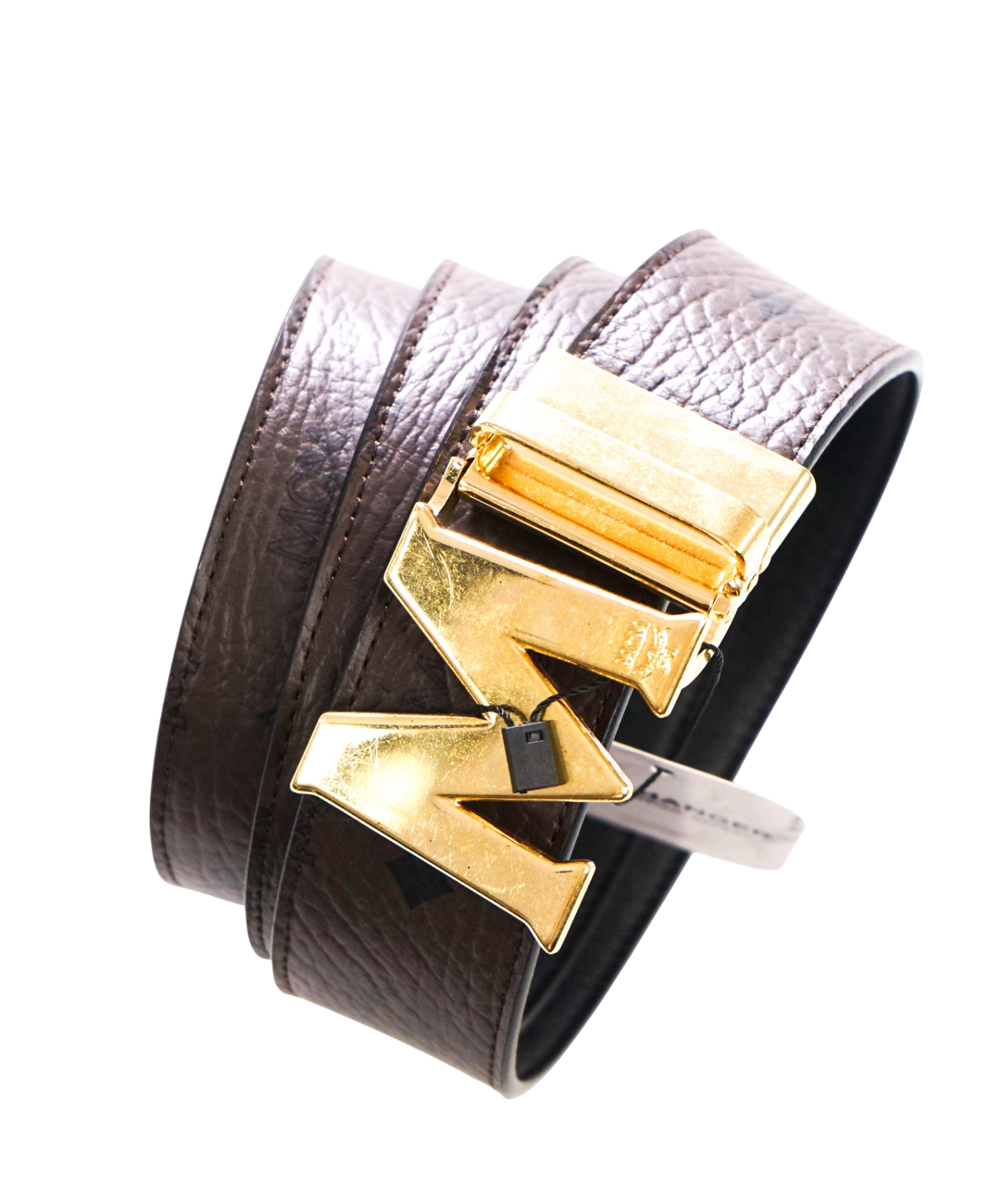 $350 MCM - Black/Dark Brown Claus M Leather Reversible Belt - 48W