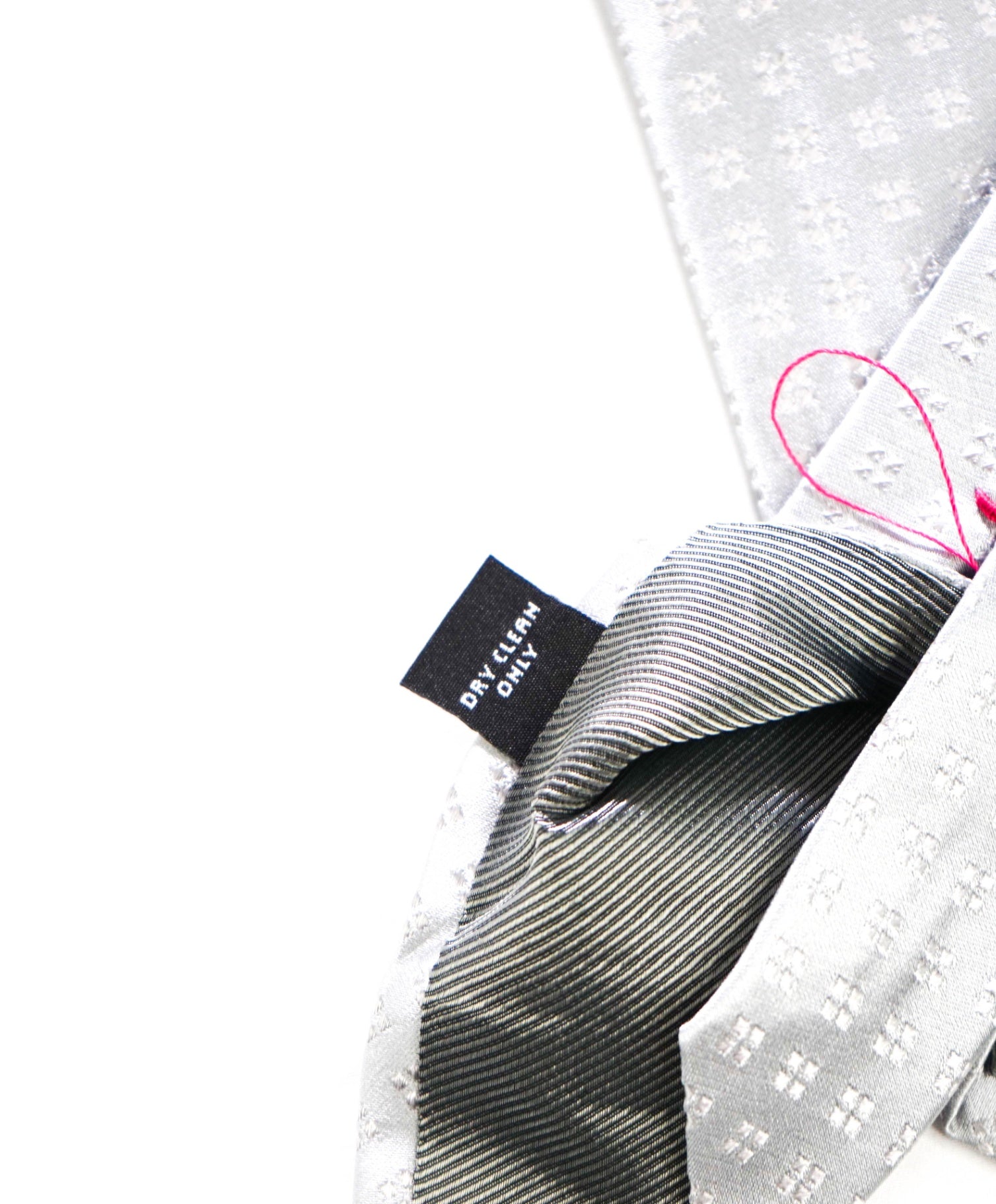 $192 LUIGI BORRELLI - Silver Geometric Silk - 3.5" Tie