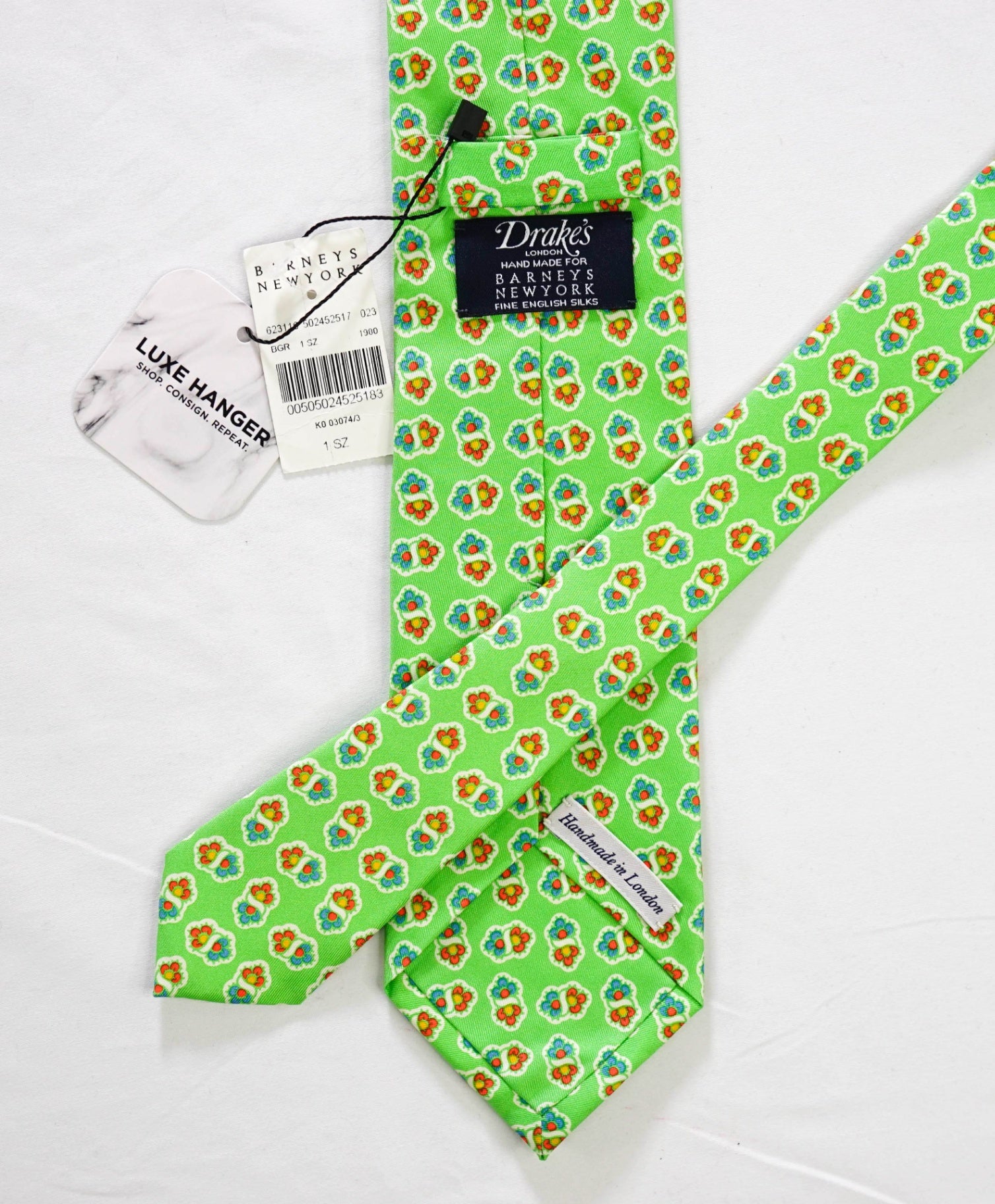 $275 DRAKE'S - Green Medallion Silk - 3" Tie
