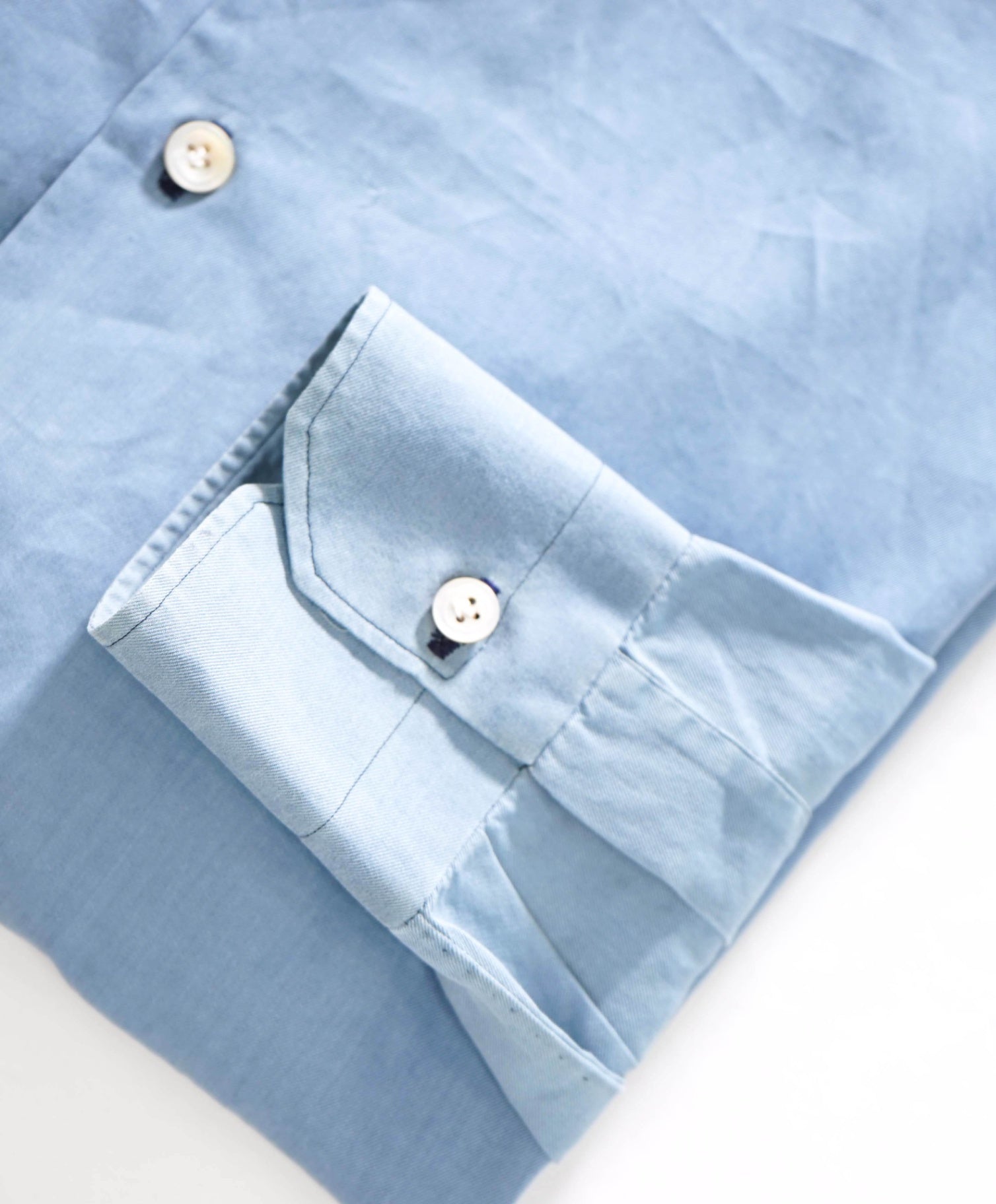 $775 KITON - Solid Blue Chambray Denim Cotton Shirts - 16 | 41