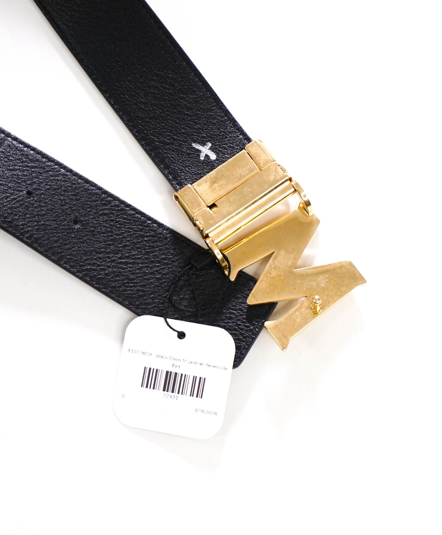 $350 MCM - Black Claus M Leather Reversible Belt - 34W
