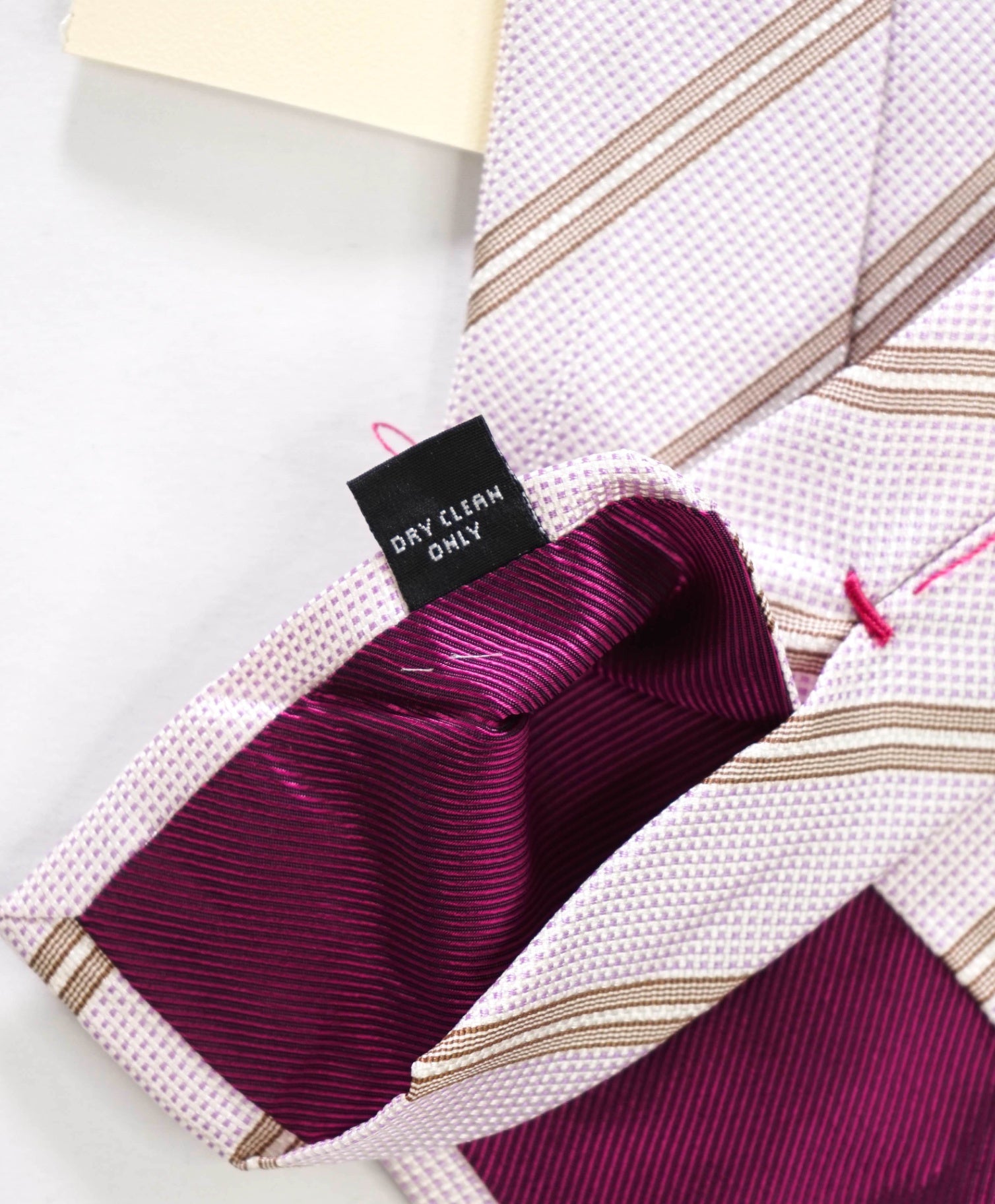 $192 LUIGI BORRELLI - Pink Stripe Silk - 3.25" Tie