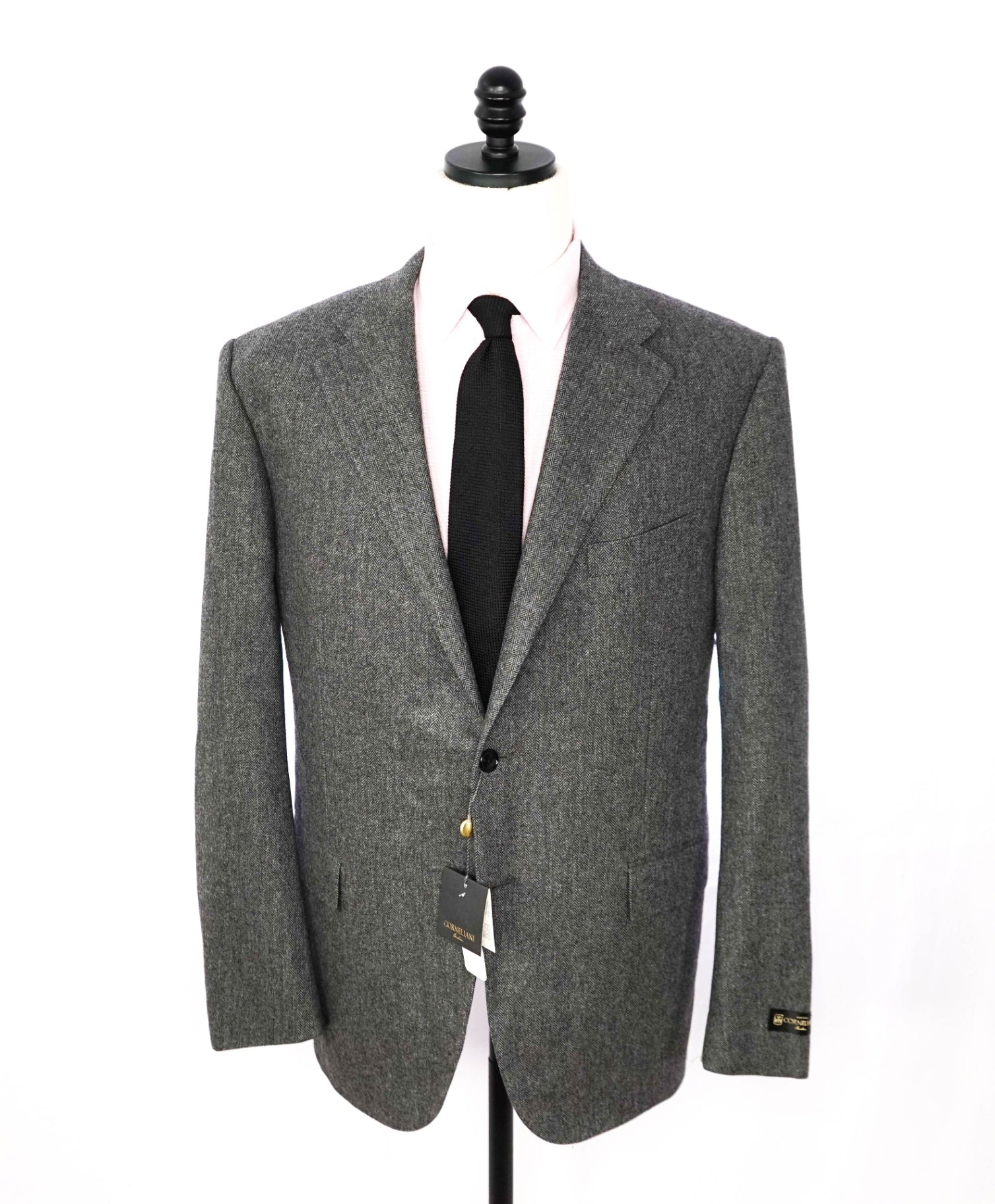 $1,450 CORNELIANI - Gray Herringbone Wool/Cashmere Blazer - 46R