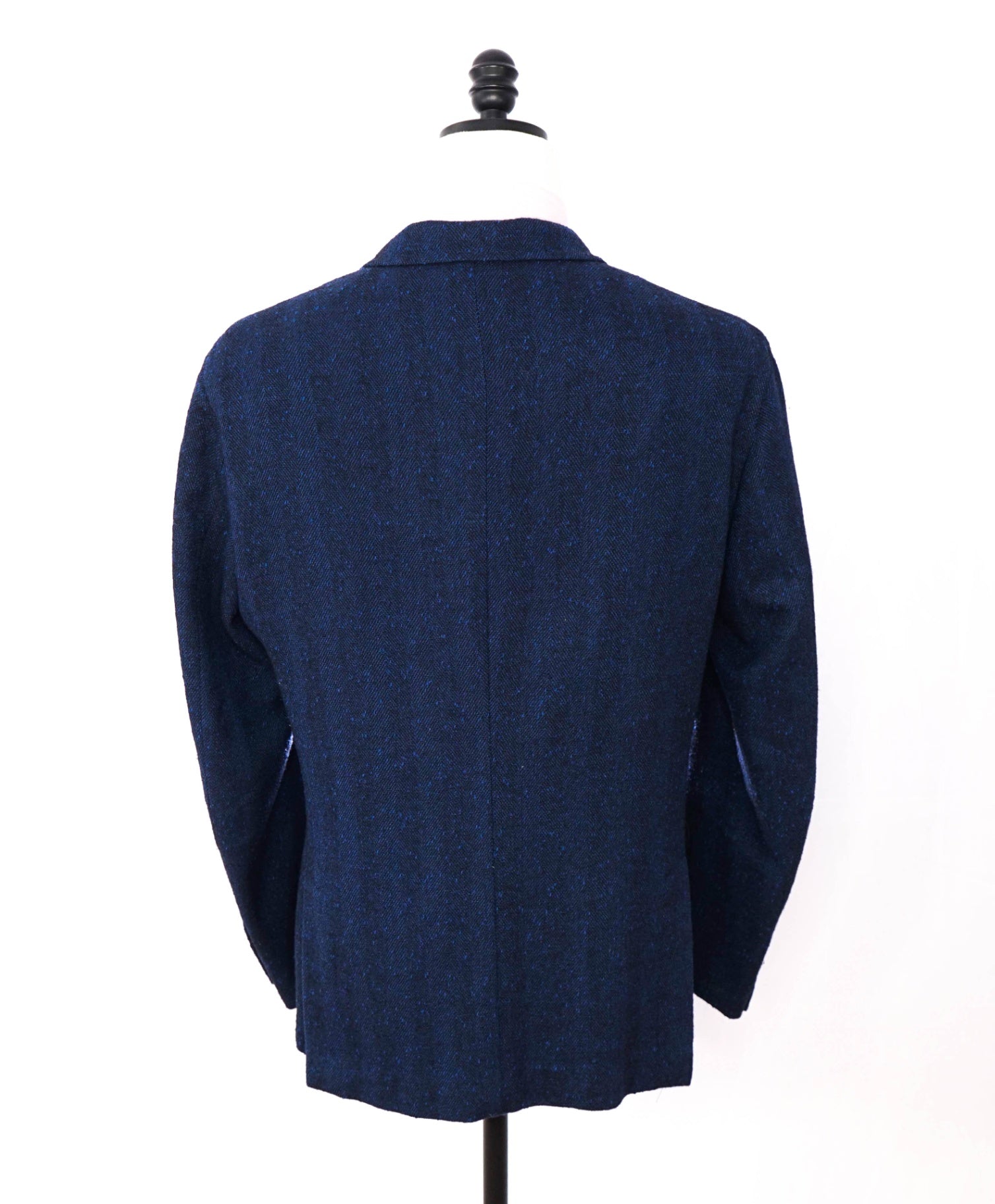 $4,500 ISAIA - Navy Blue Herringbone Wool Sport Jacket - 44R