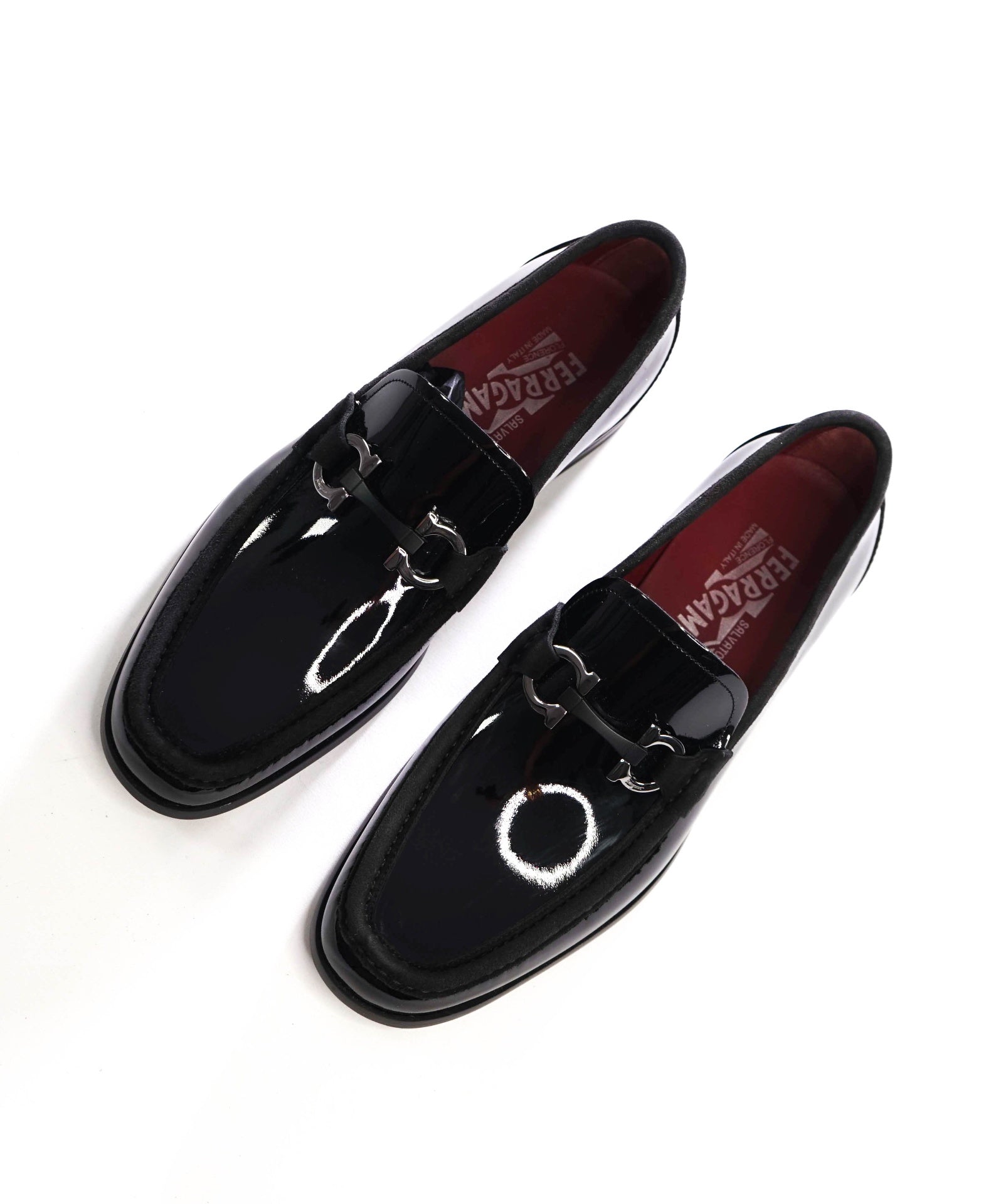 $895 FERRAGAMO - GRANDIOSO Black Leather/Suede Loafers - 8 EE
