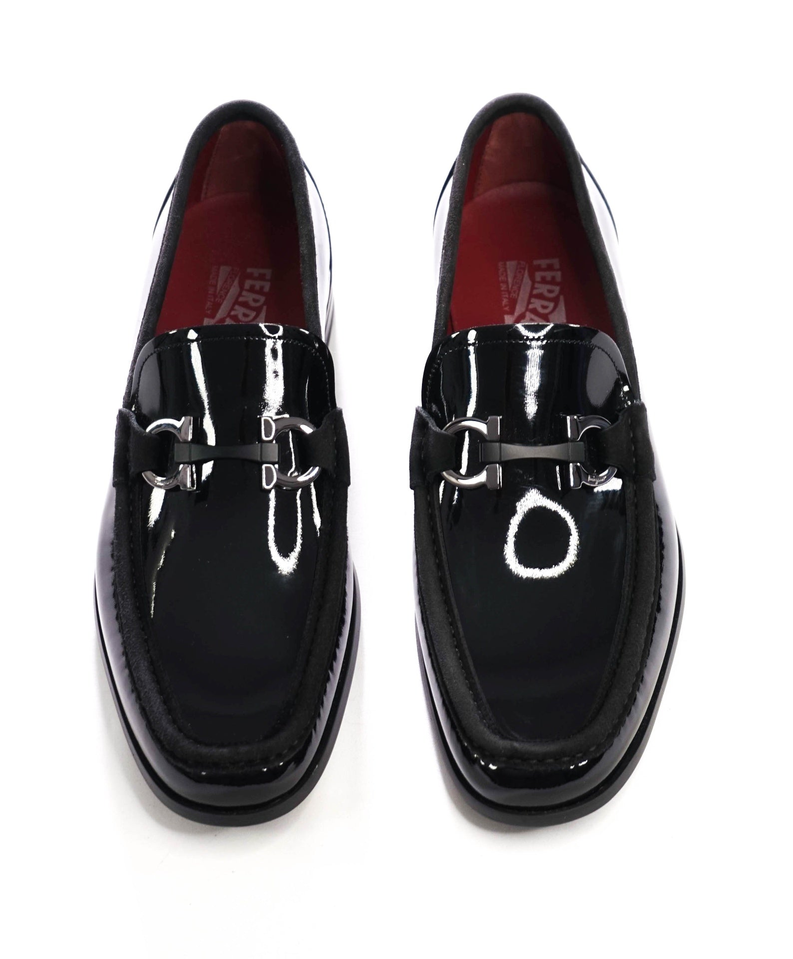 $895 FERRAGAMO - GRANDIOSO Black Leather/Suede Loafers - 8 EE