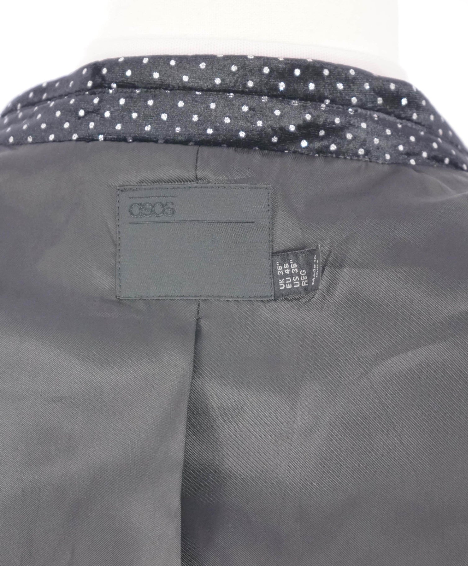 ASOS - Black/SIlver Polka Dot Velvet Dinner Jacket - 36