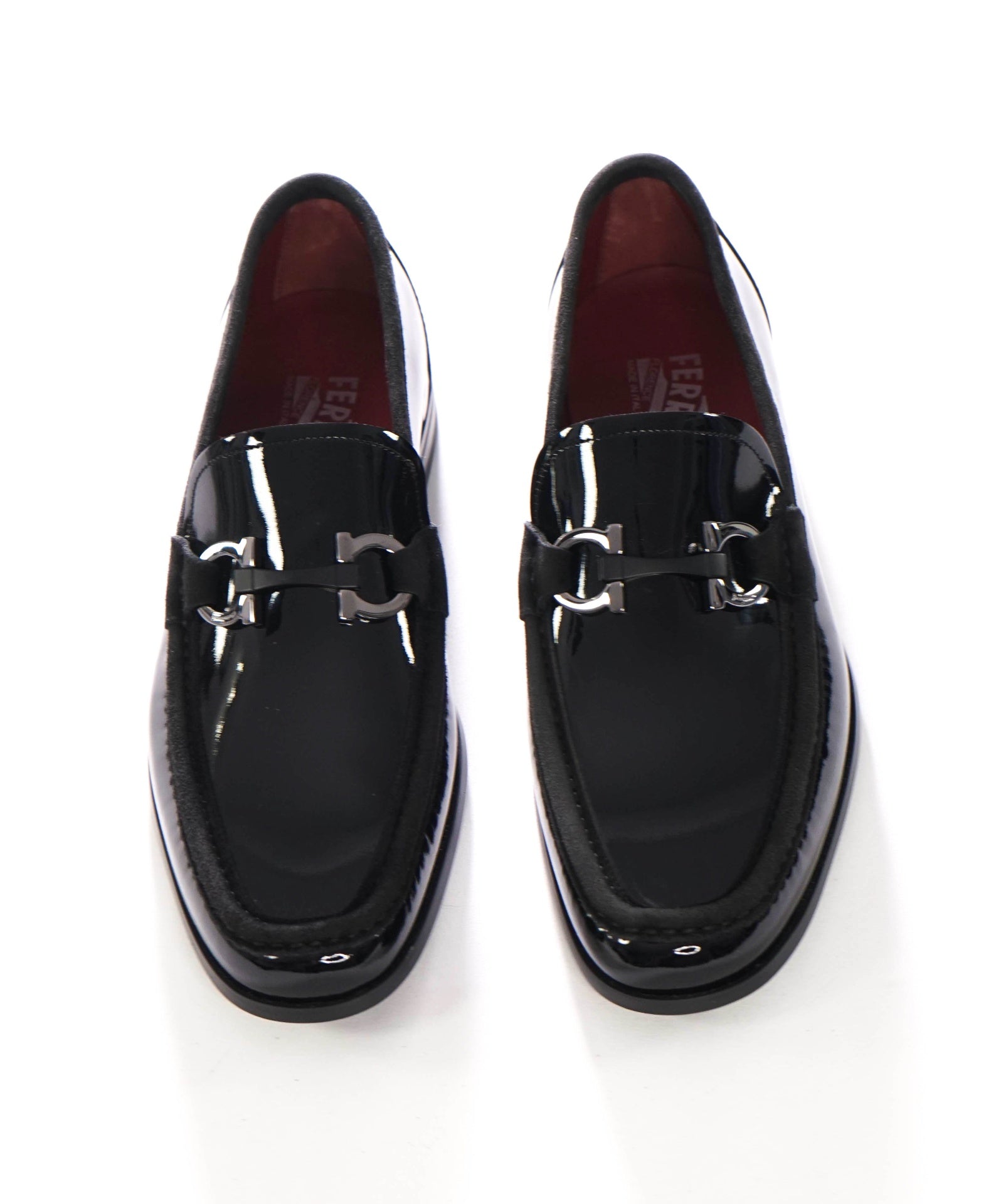 $895 FERRAGAMO - GRANDIOSO Black Leather/Suede Loafers - 8 EE