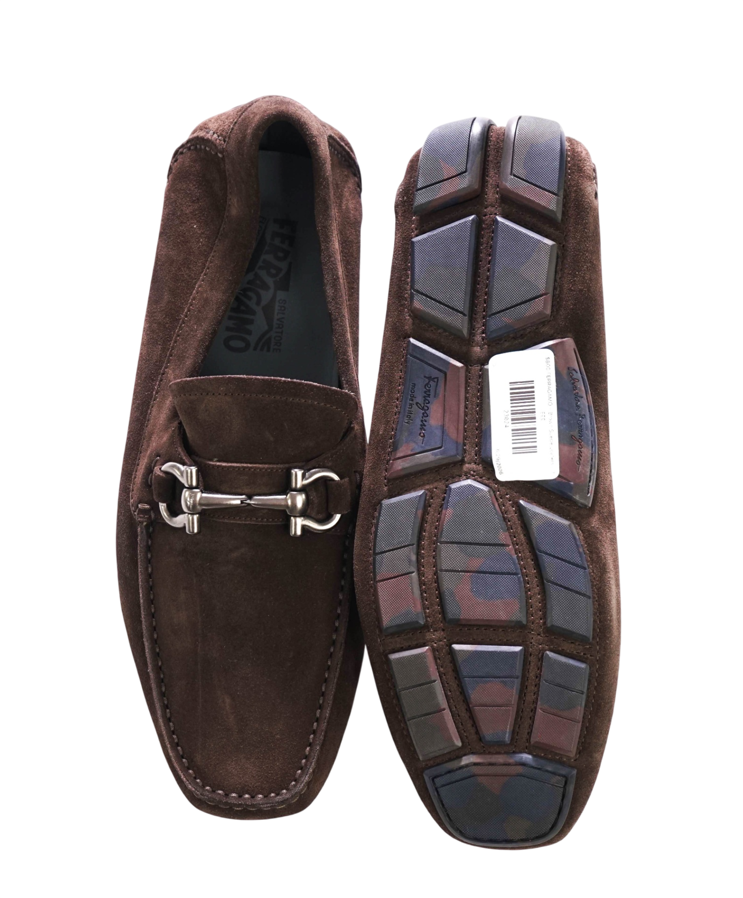 $800 FERRAGAMO - Parigi Brown Suede Loafers - 7 EEE