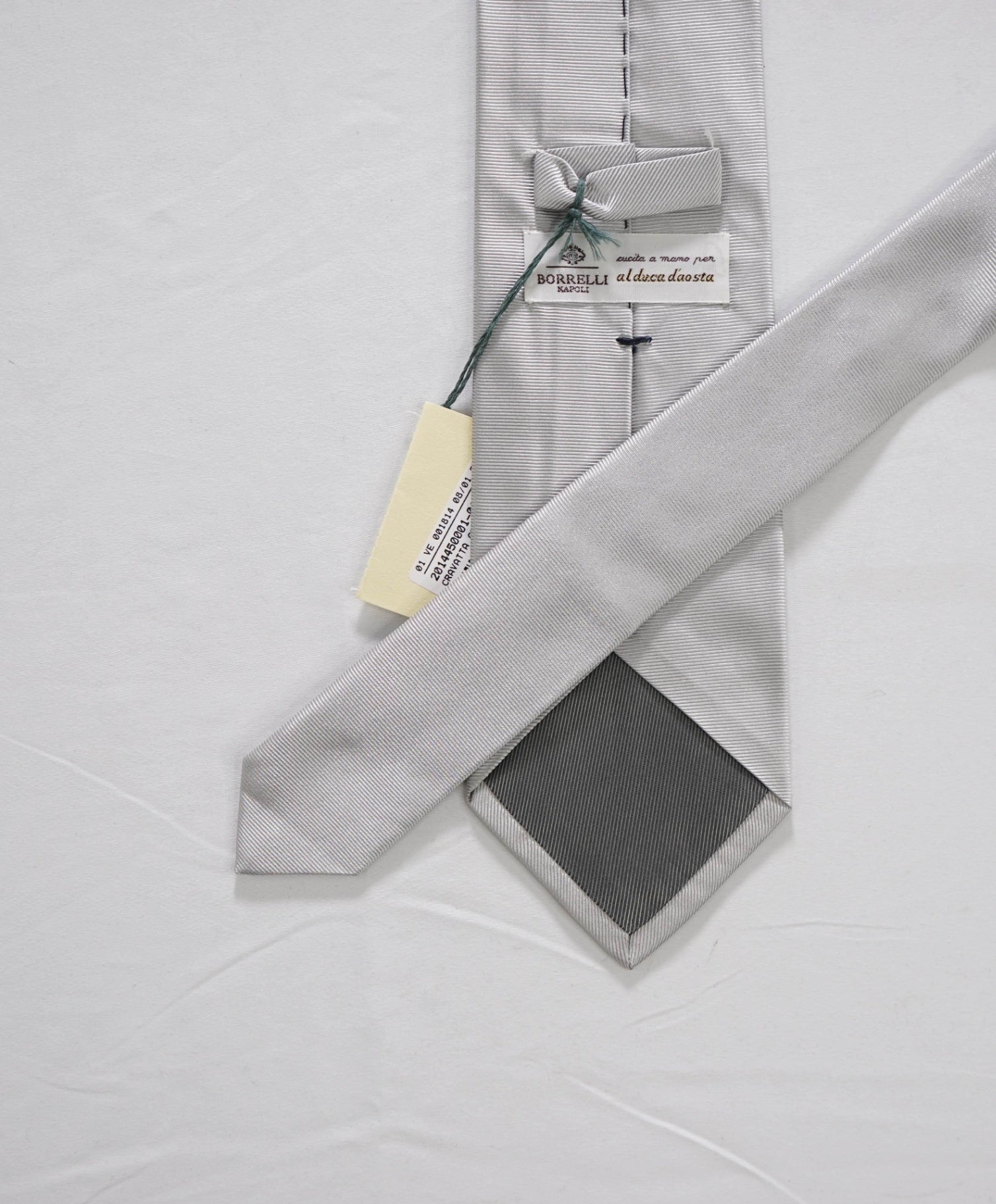 $192 LUIGI BORRELLI - Silver Silk - 3.75" Tie