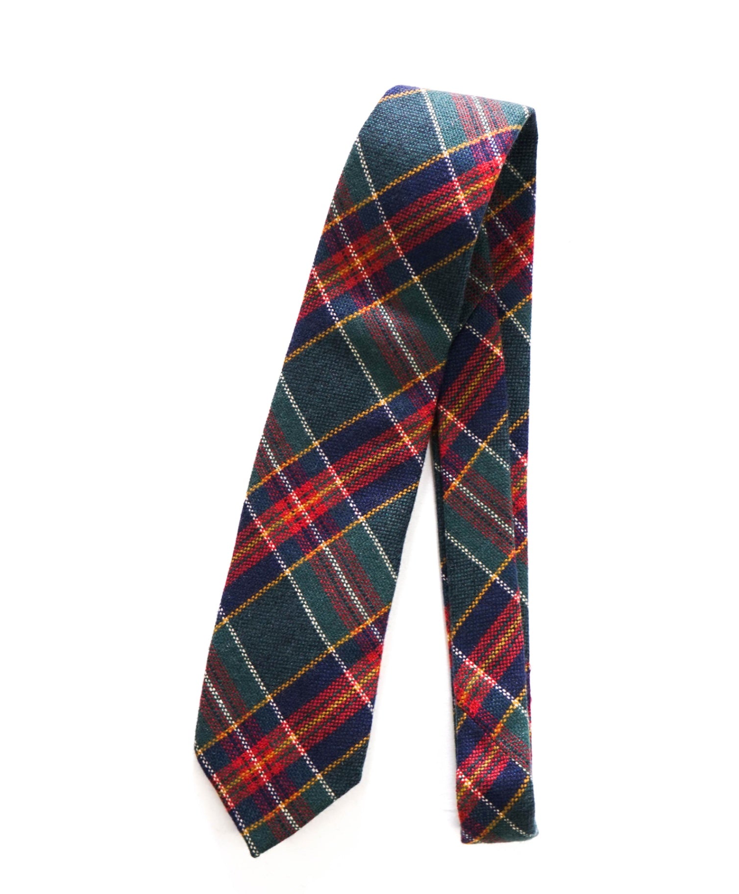 $275 DRAKE'S - Green/Red/Navy Plaid PURE Cashmere - 3" Tie