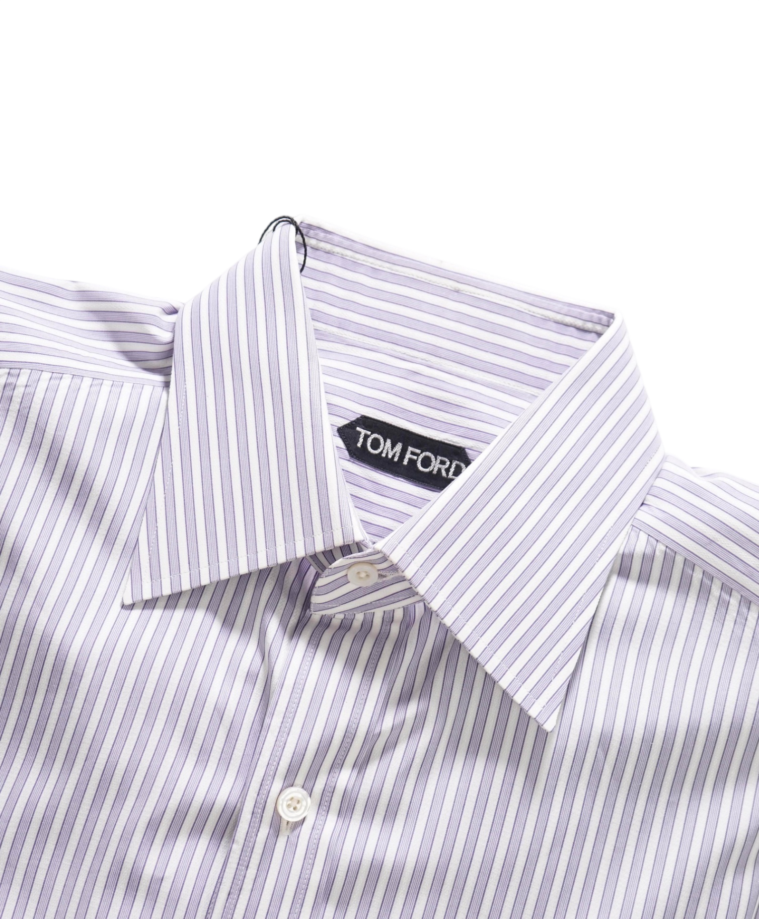 $730 TOM FORD - Purple/White Striped Cotton Shirt - 15.5