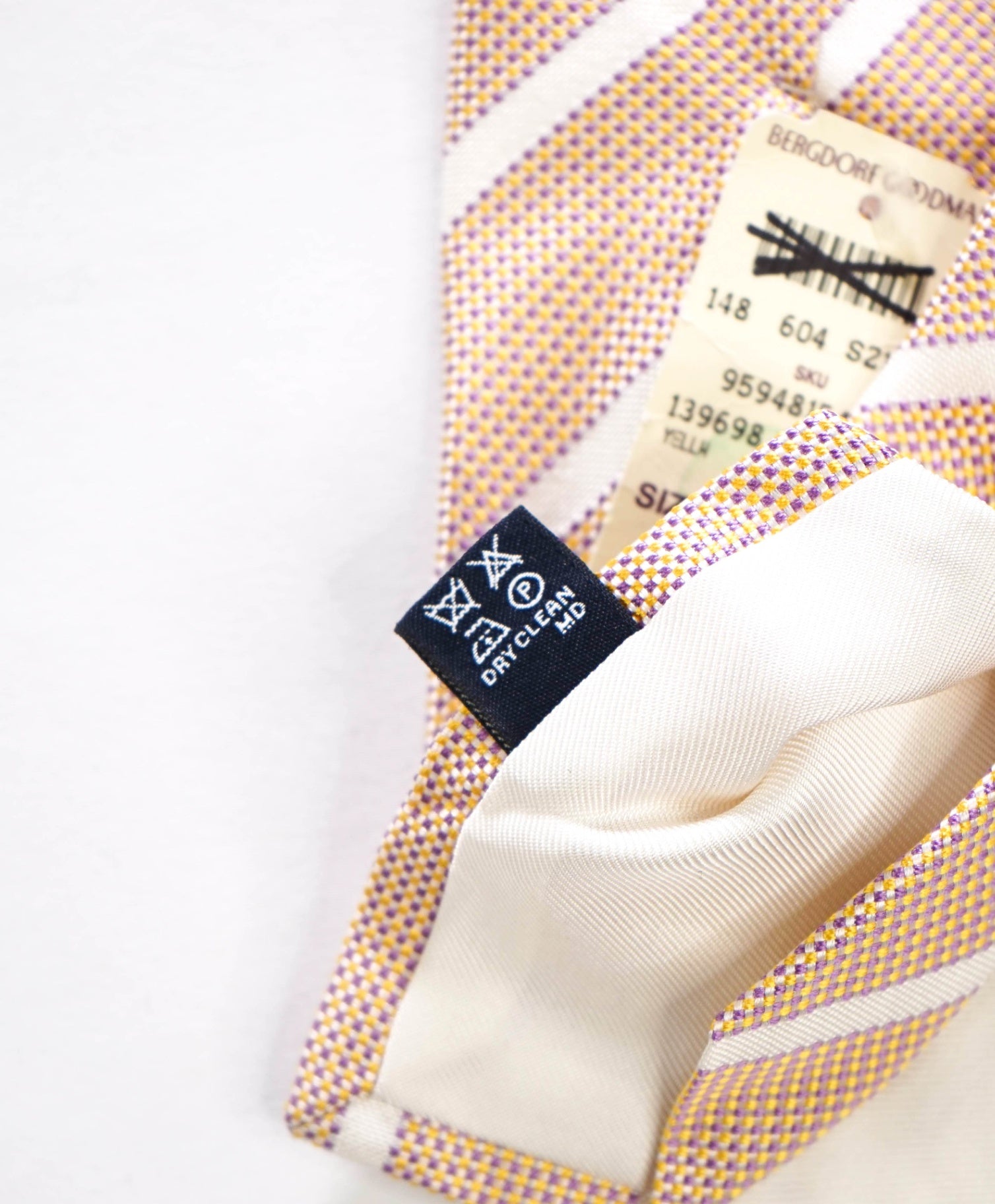 $275 DRAKE'S - Textured Yellow/Purple Stripe Silk - 3" Tie