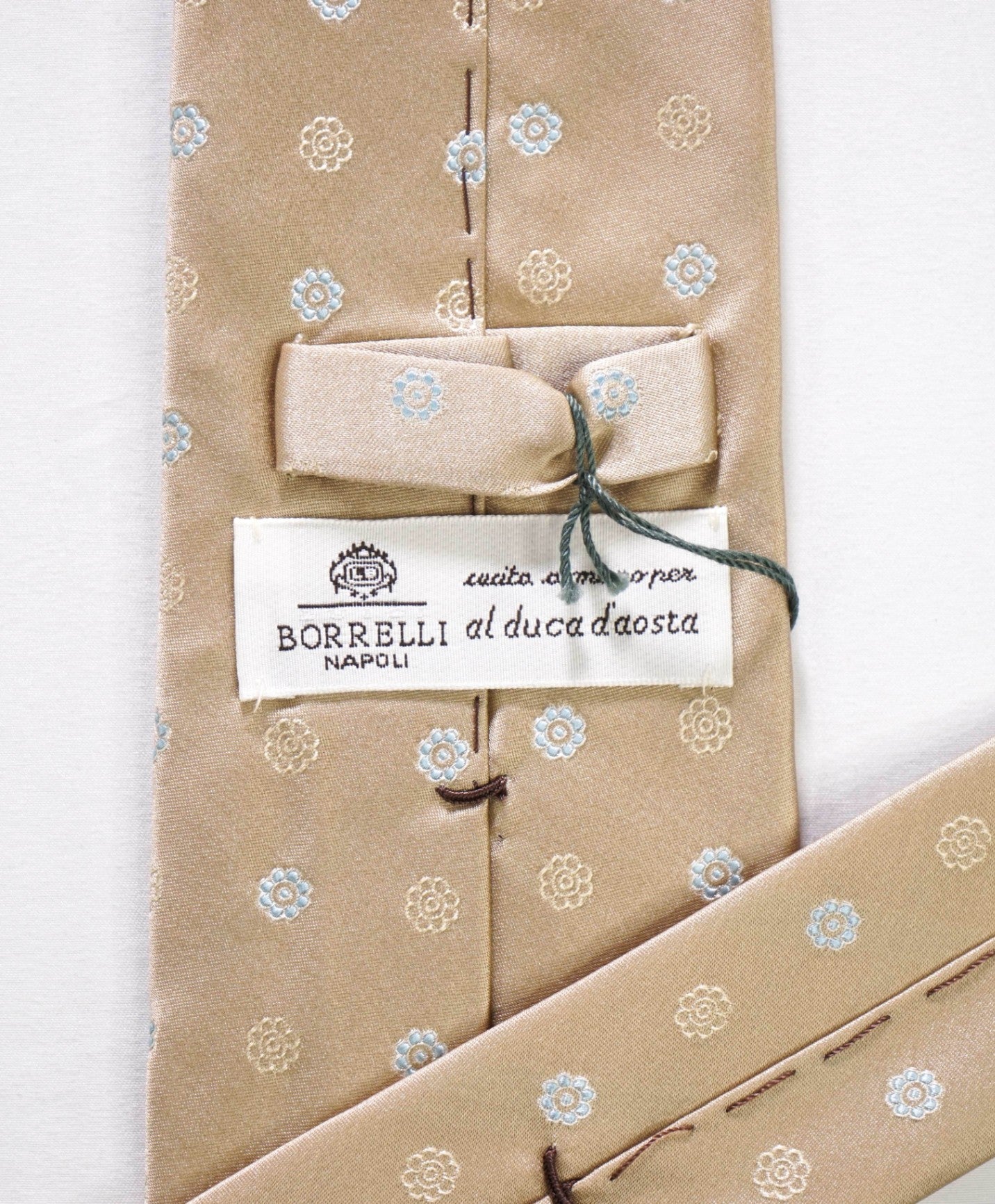 $192 LUIGI BORRELLI - Tan Medallion Silk - 3.25" Tie