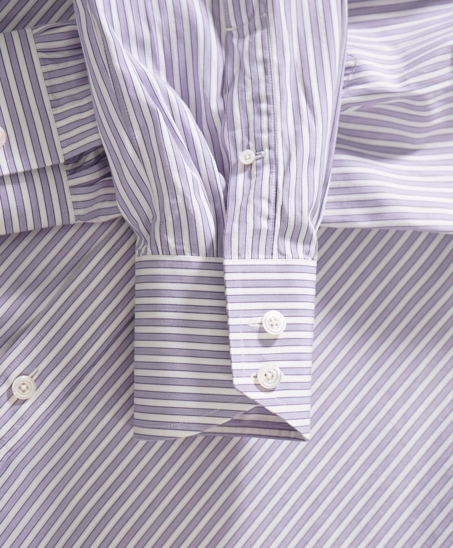 $730 TOM FORD - Purple/White Striped Cotton Shirt - 15.5