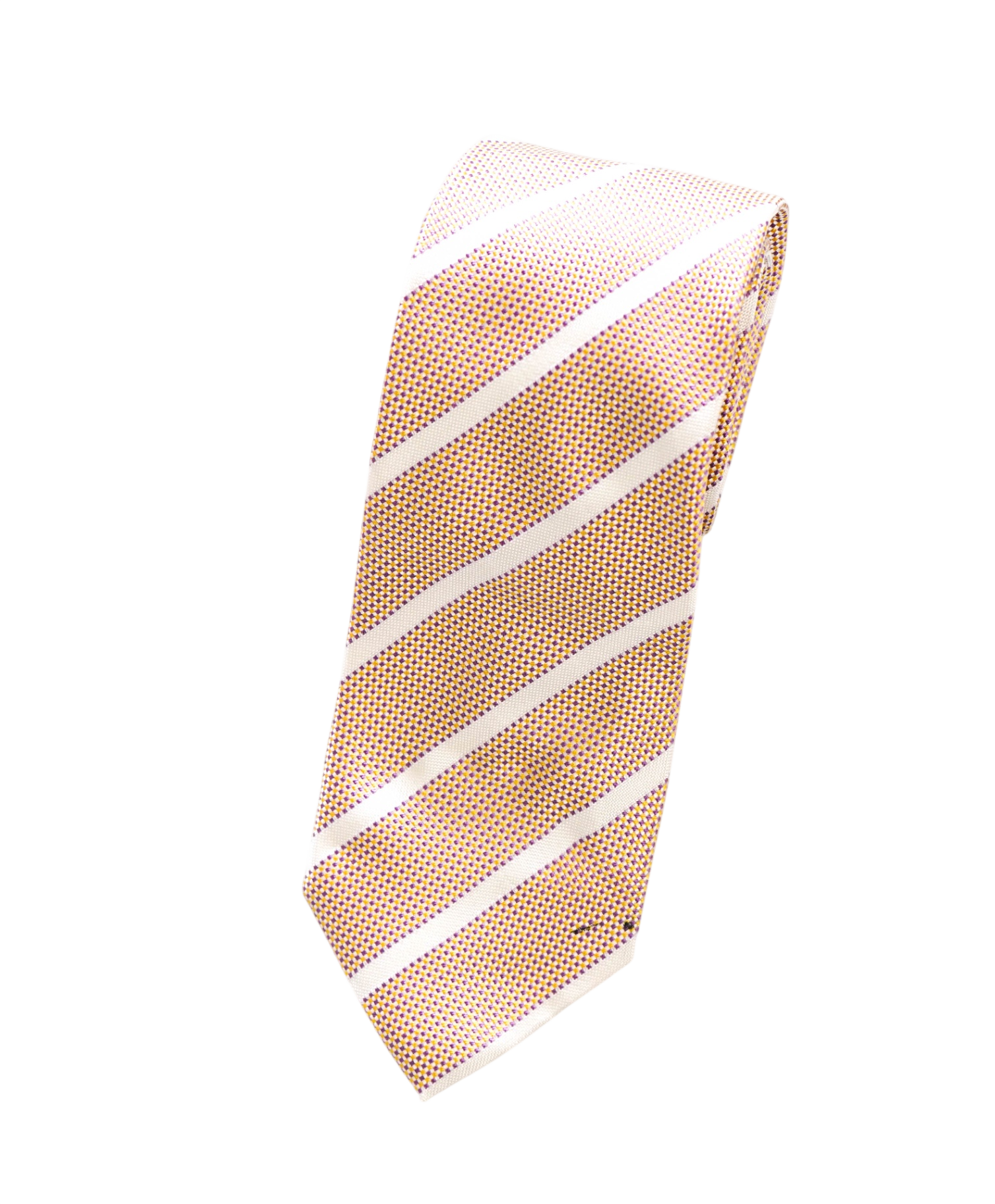 $275 DRAKE'S - Textured Yellow/Purple Stripe Silk - 3" Tie