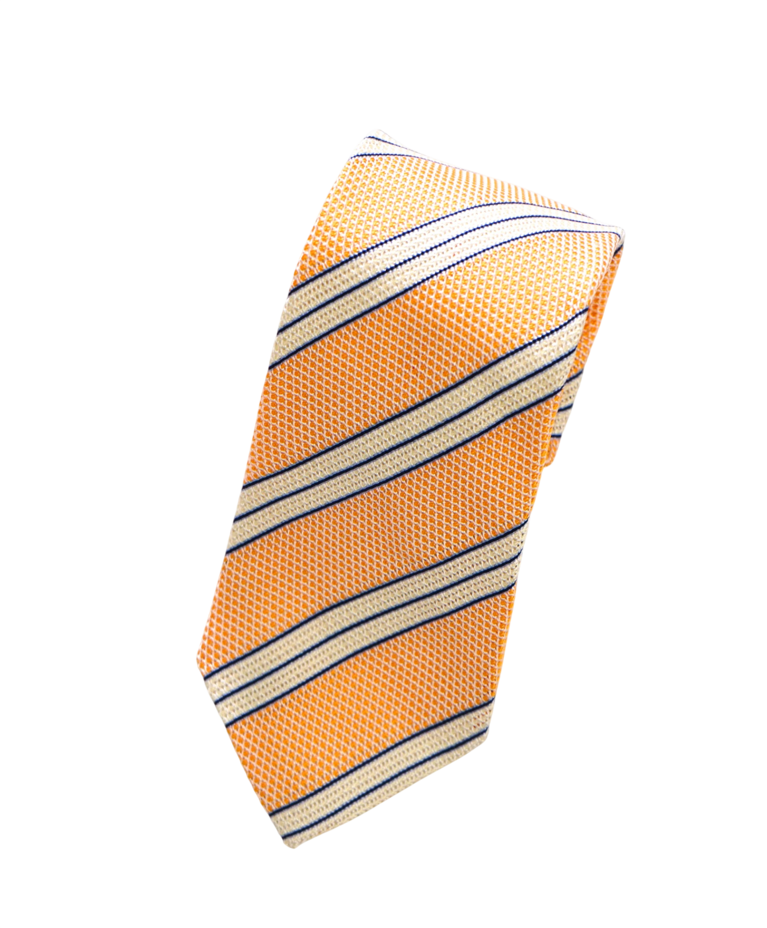 $275 DRAKE'S - Textured Orange Stripe Silk - 3.25" Tie