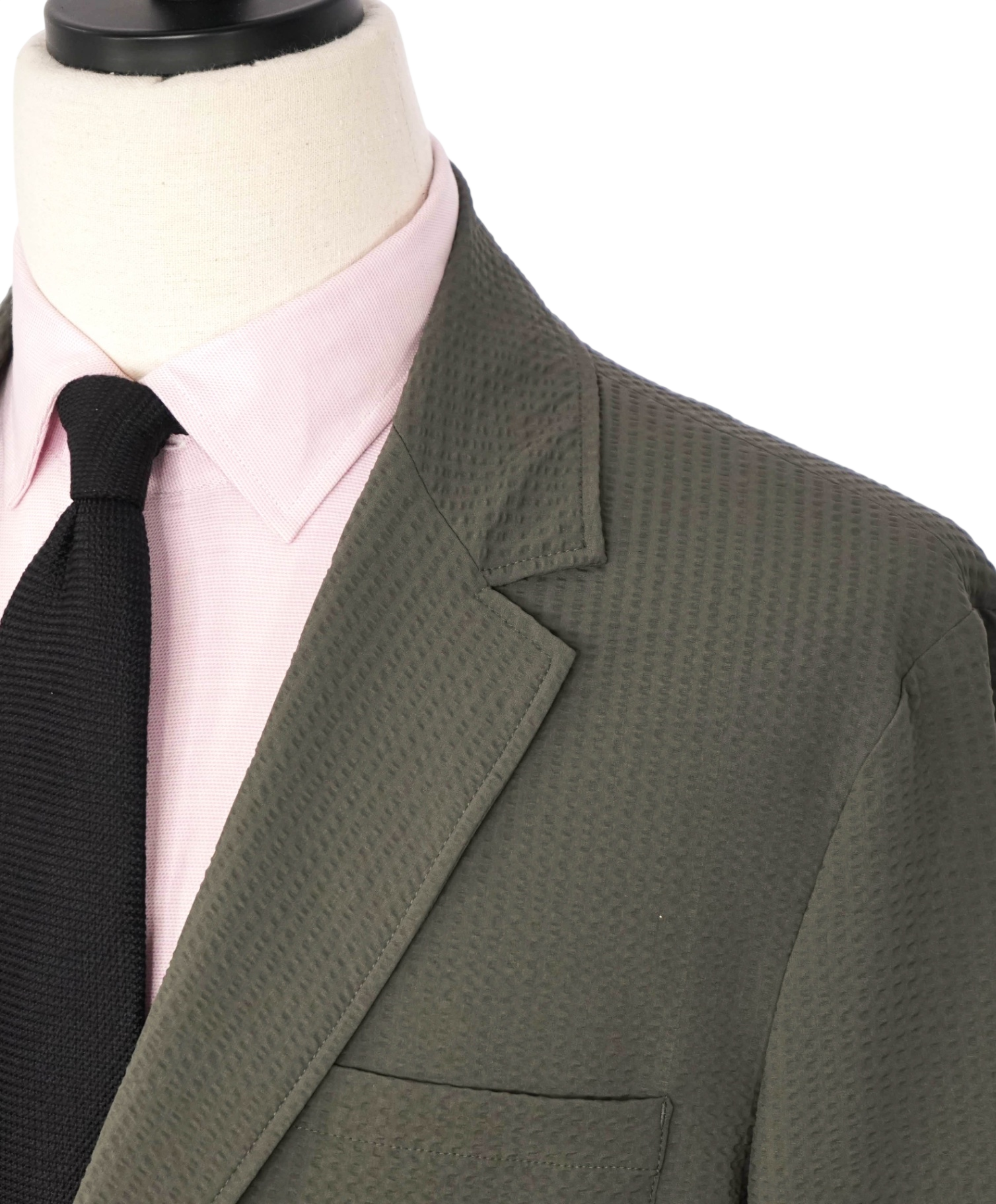 $895 EMPORIO ARMANI - Dark Green Seersucker Blazer - 40